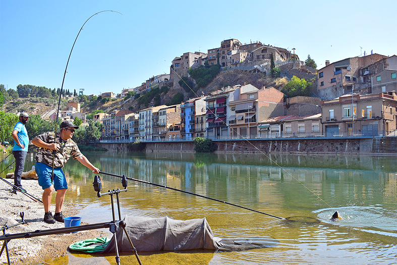 Participants del Concurs de Pesca 12 Hores al riu Cardener, dins del programa de la Festa Major de Súria.