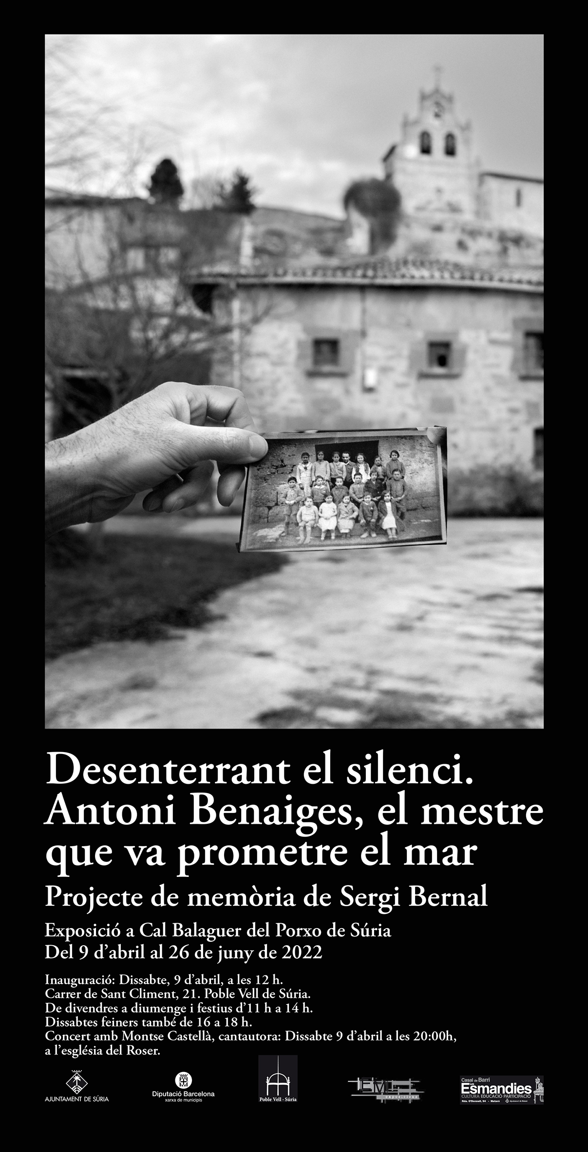 Cartell de l'exposició 'Desenterrant el silenci. Antoni Benaiges, el mestre que va prometre el mar' - Del 9 d'abril al 26 de juny.