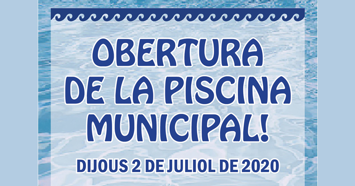 Detall del cartell sobre l'obertura de la Piscina Municipal de Súria - Dijous 2 de juliol.