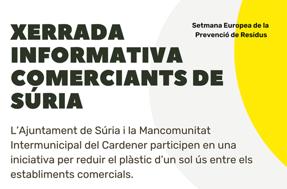 Imatge del cartell informatiu sobre la xerrada de la Setmana Europea de la Prevenció de Residus, adreçada als sectors del comerç i la restauració.