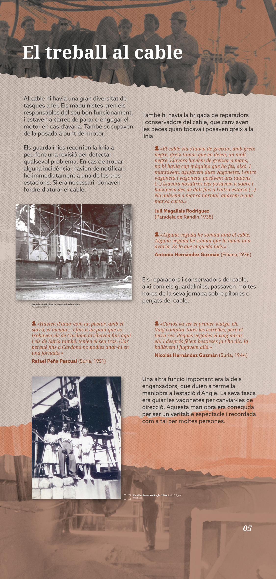 PlafÃ³ de l'exposiciÃ³ 'Els cables miners a SÃºria'.