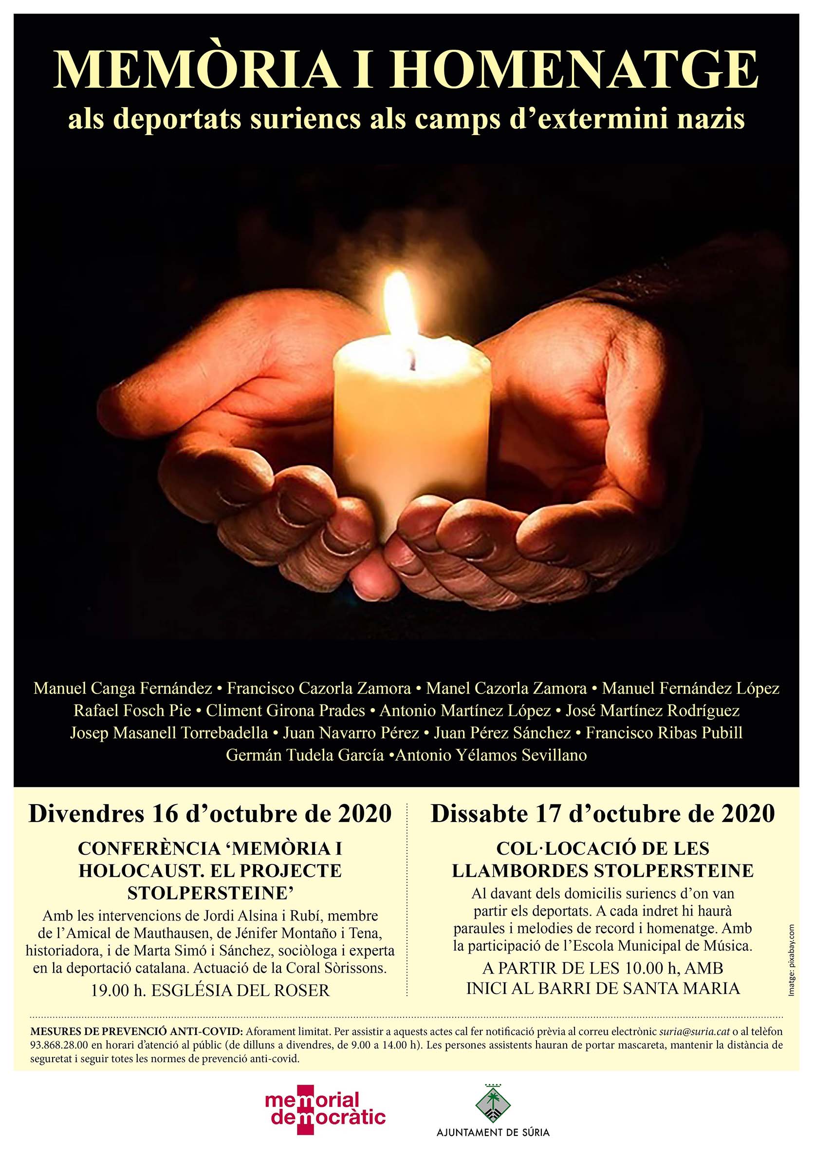 Cartell dels actes de memòria i homenatge als deportats suriencs - Divendres 16 i dissabte 17 d'octubre.