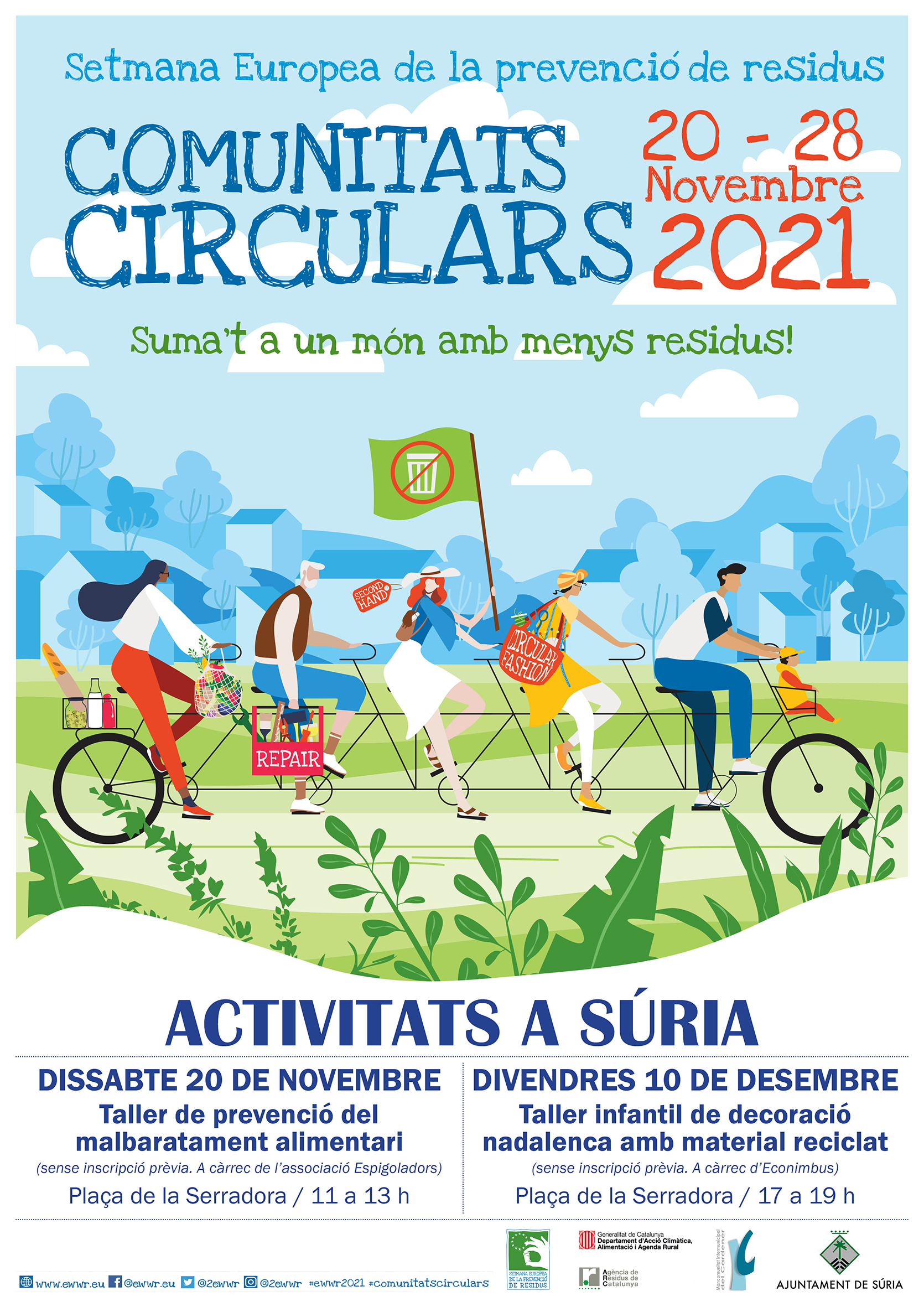 Cartell de la Setmana Europea de la Prevenció de Residus 2021 - Dissabte 20 de novembre i divendres 10 de desembre.