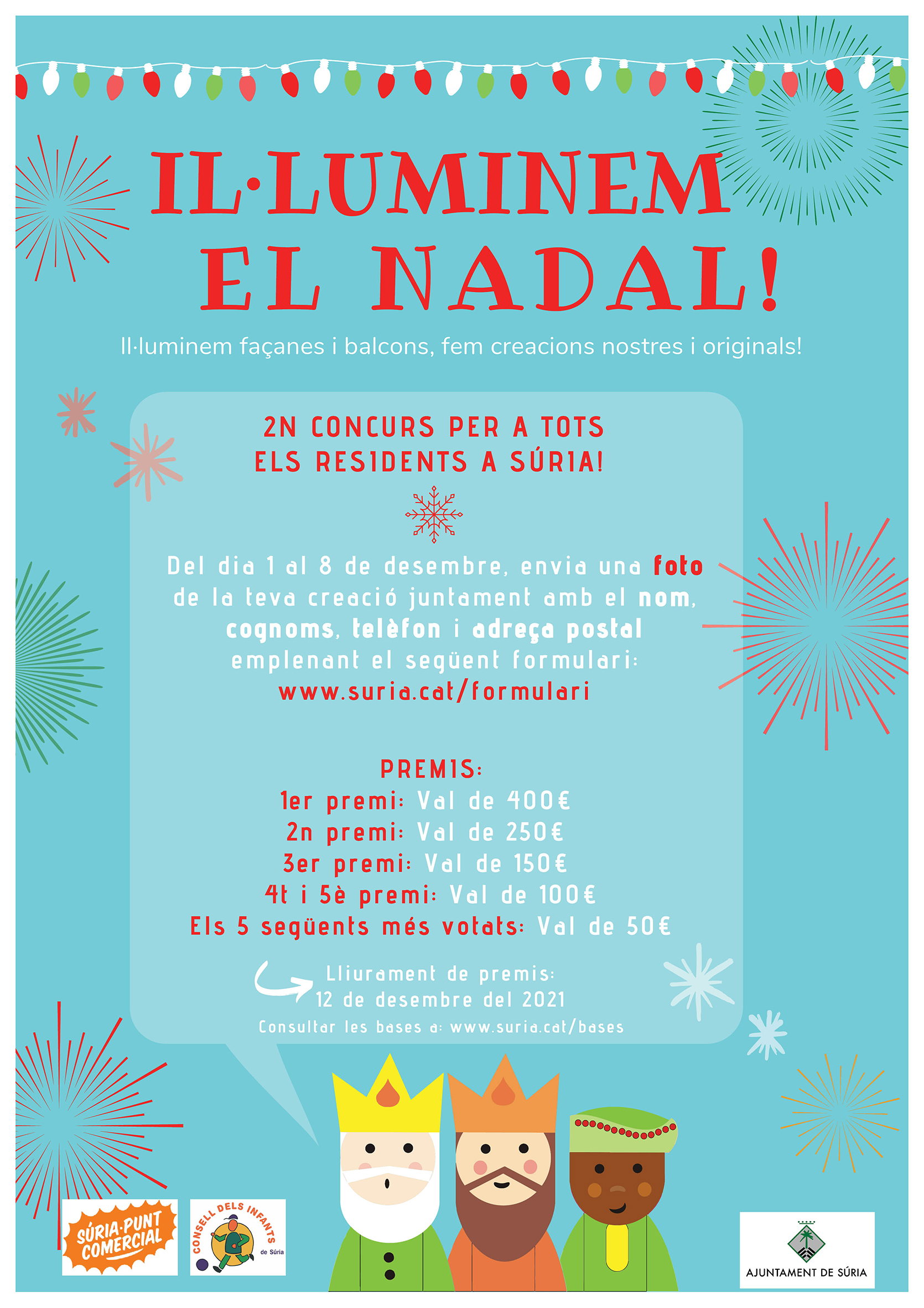 Cartell del 2n concurs 'Il·luminem el Nadal!' - Inscripcions entre l'1 i el 8 de desembre.