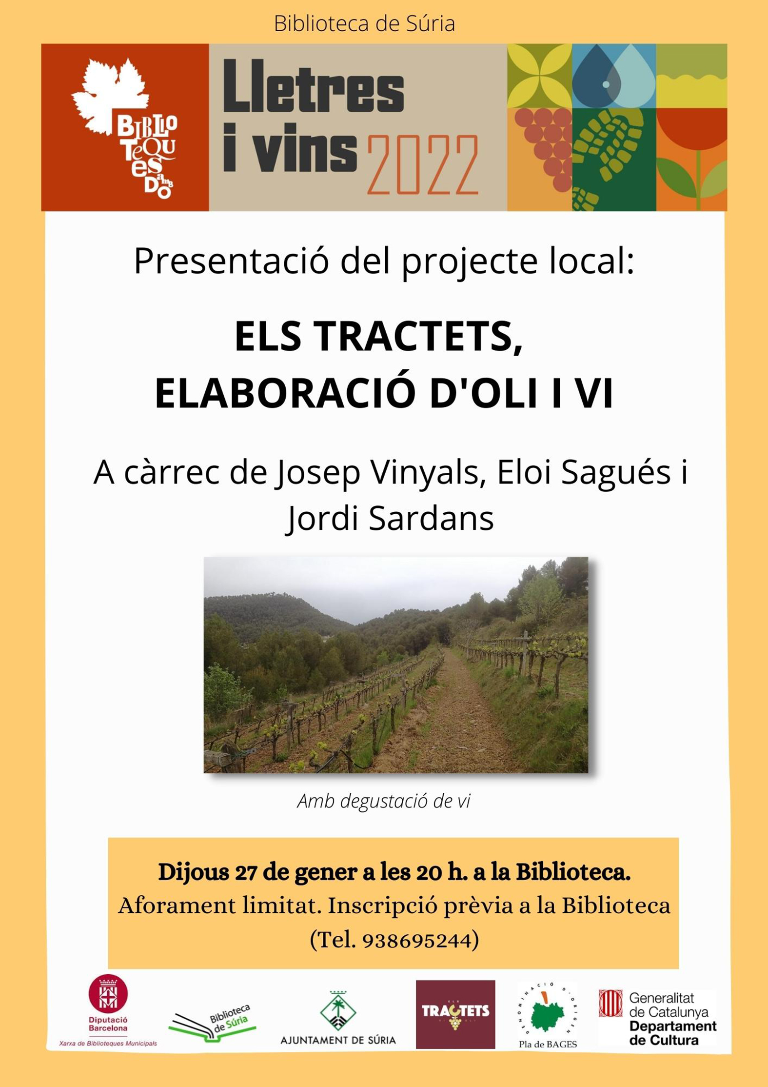Presentació del projecte local 'Els Tractets, elaboració d'oli i vi'