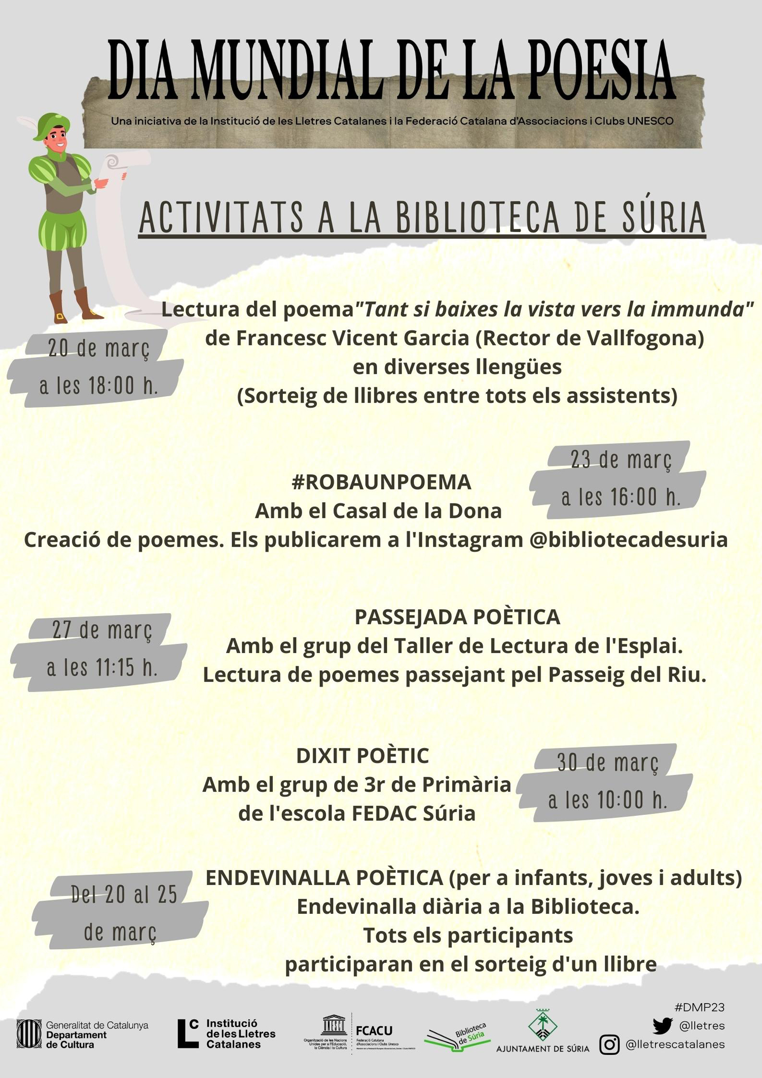 Programa d'activitats del Dia Mundial de la Poesia - Del 20 al 30 de març.