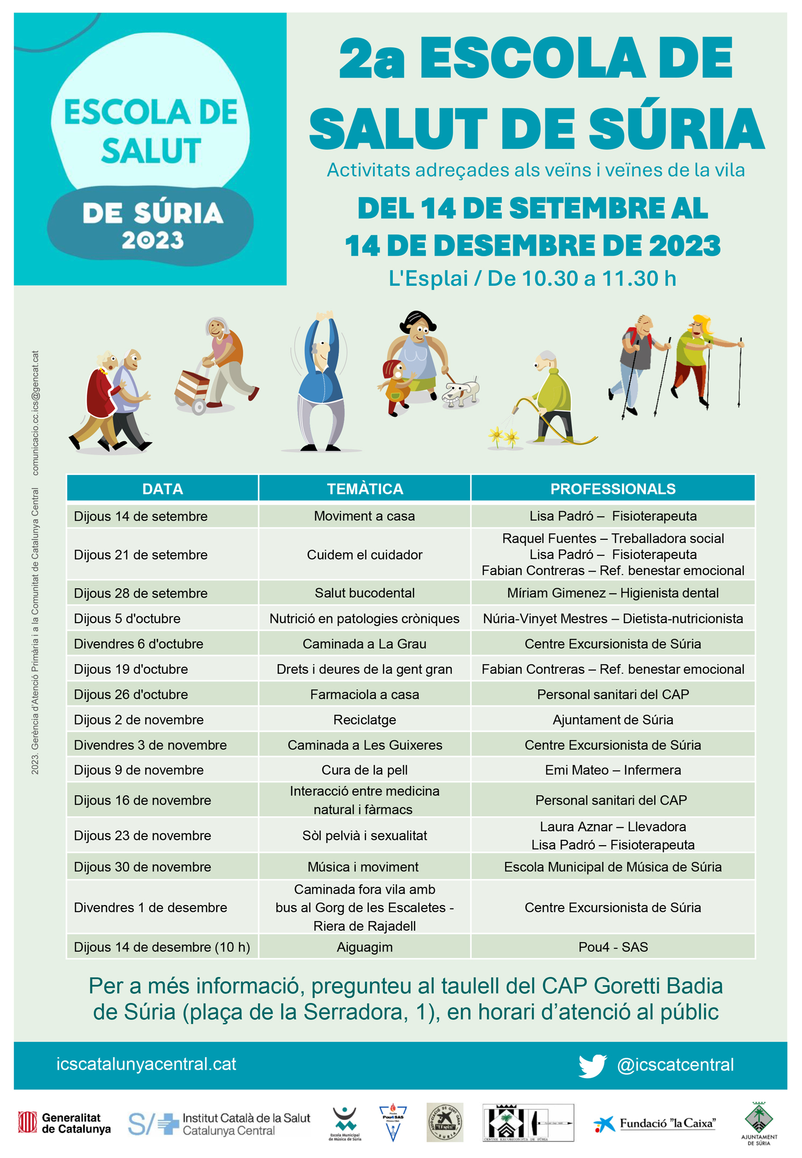 Cartell de la 2a Escola de Salut de Súria - Del 14 de setembre al 14 de desembre.