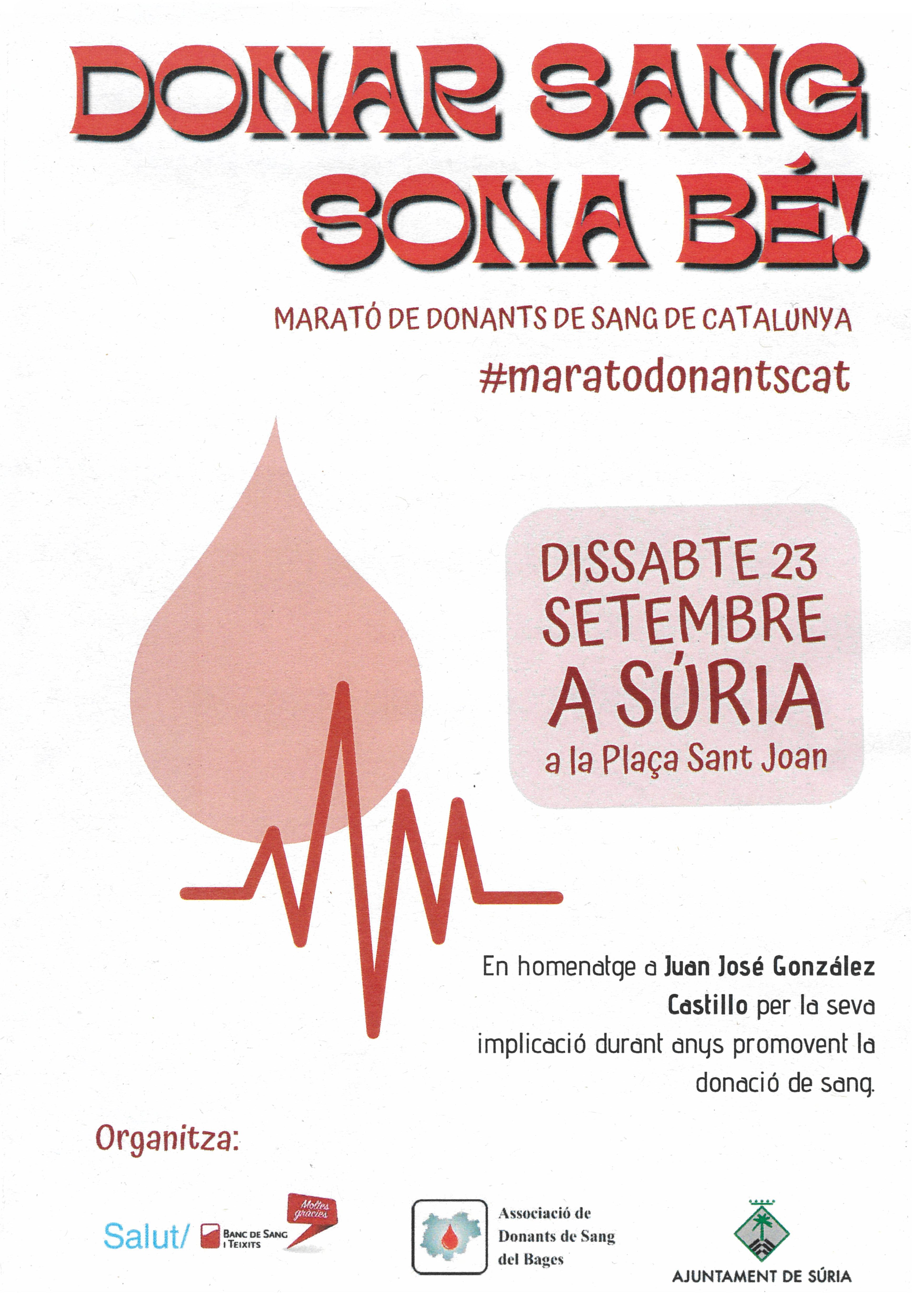 Portada de la Marató de donacio de sang - Dissabte 23 de setembre.
