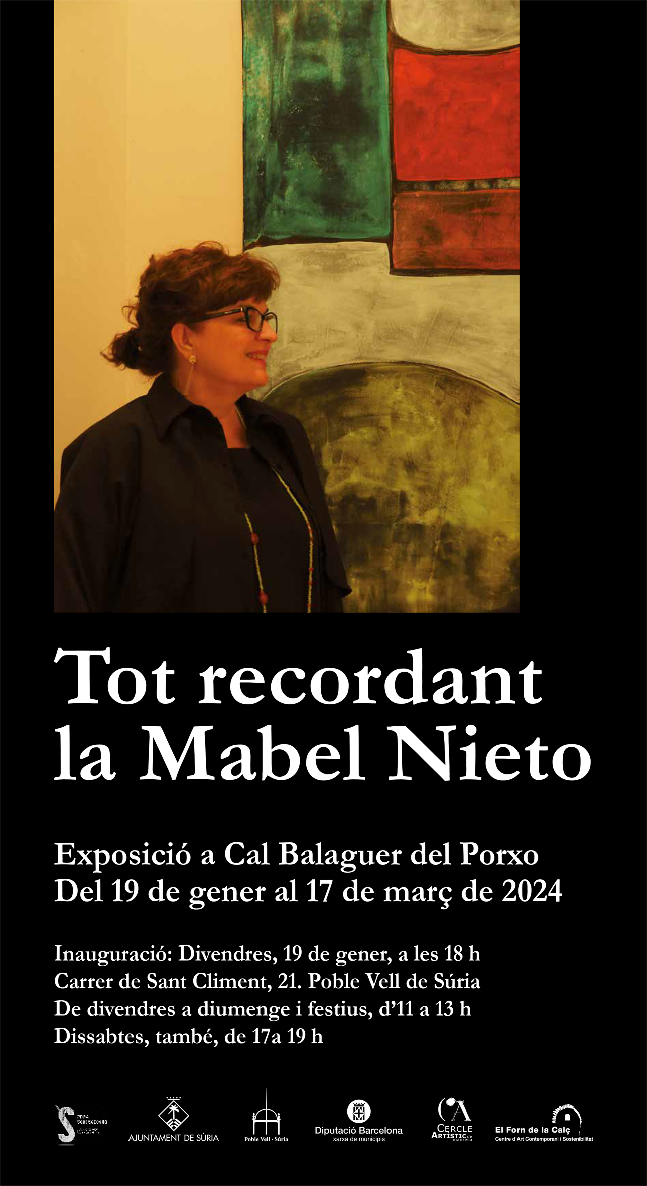 Cartell de l'exposició 'Tot recordant la Mabel Nieto' a Cal Balaguer del Porxo - Del 19 de gener al 17 de març.