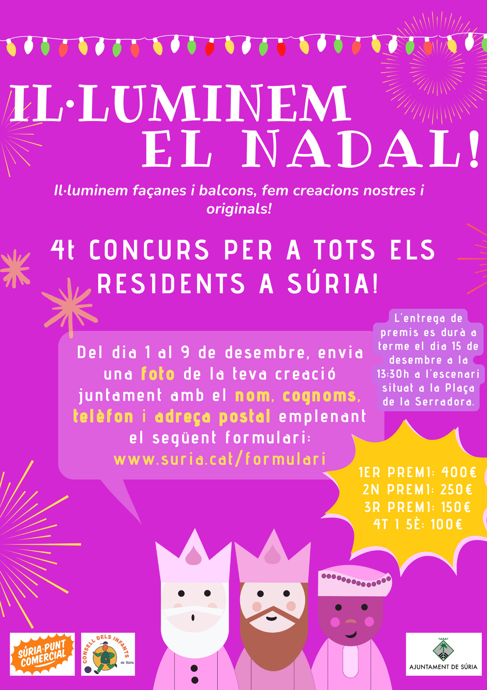Cartell del 4t concurs 'Il·luminem el Nadal!' - Termini d'inscripcions fins al 9 de desembre.