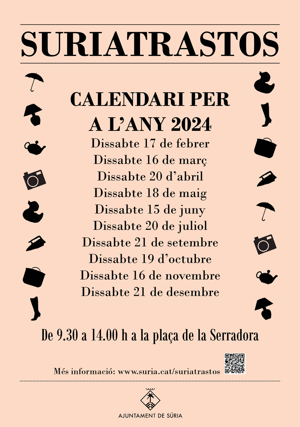 Calendari del mercat Suriatrastos per a l'any 2024.