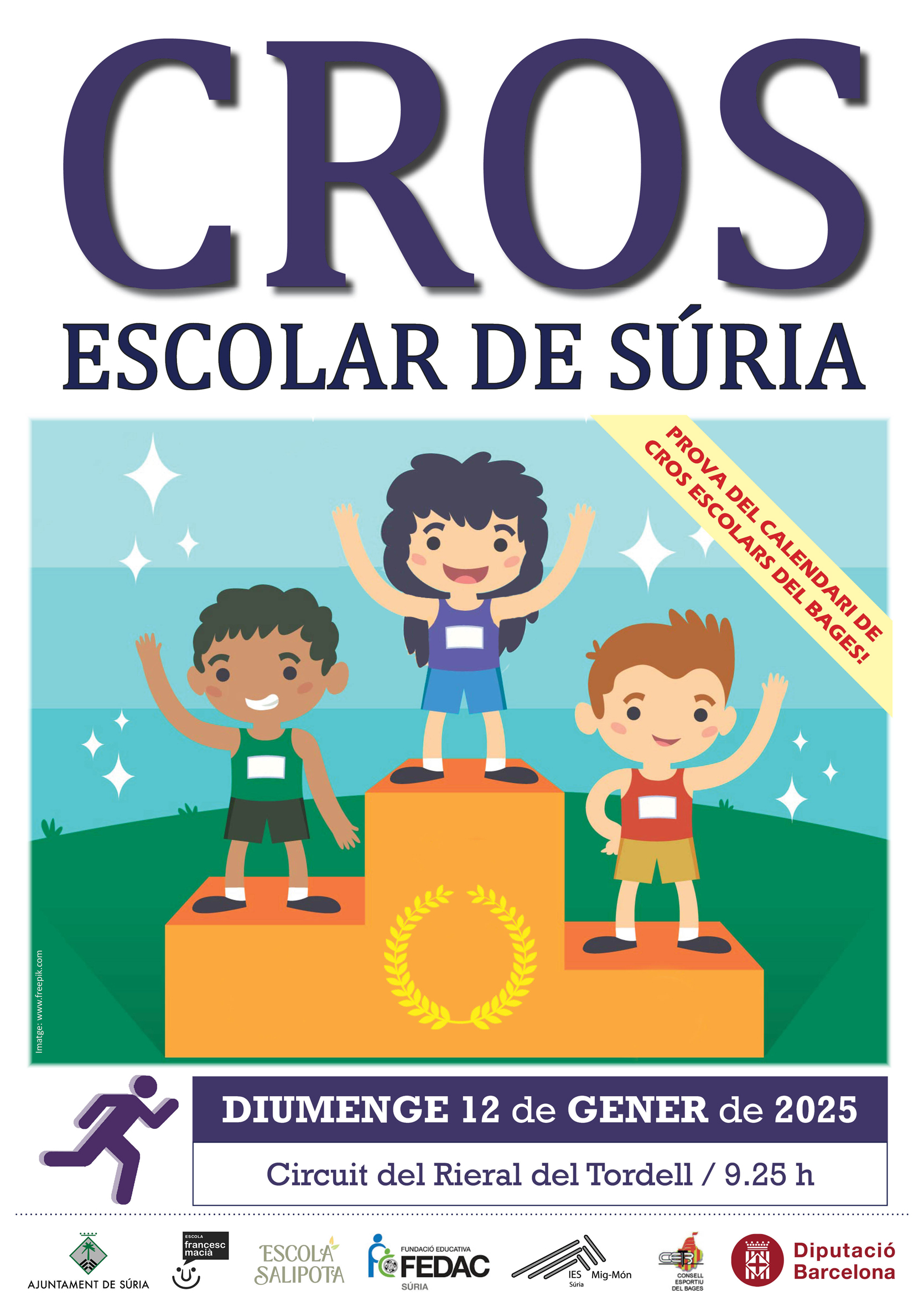 Cartell del Cros Escolar de Súria - Diumenge 12 de gener.