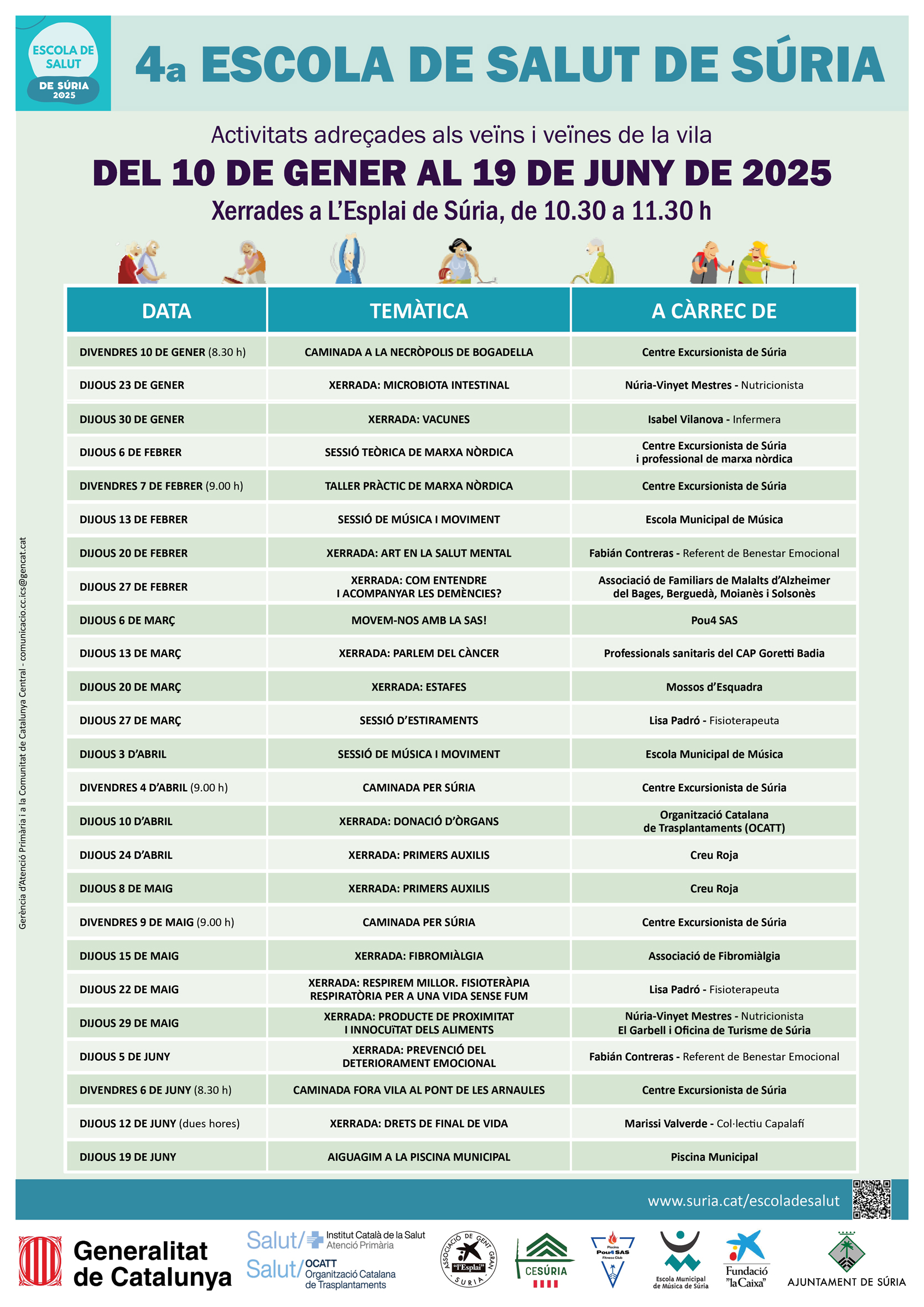Programa de la 4a Escola de Salut de Súria - Del 10 de gener al 19 de juny.