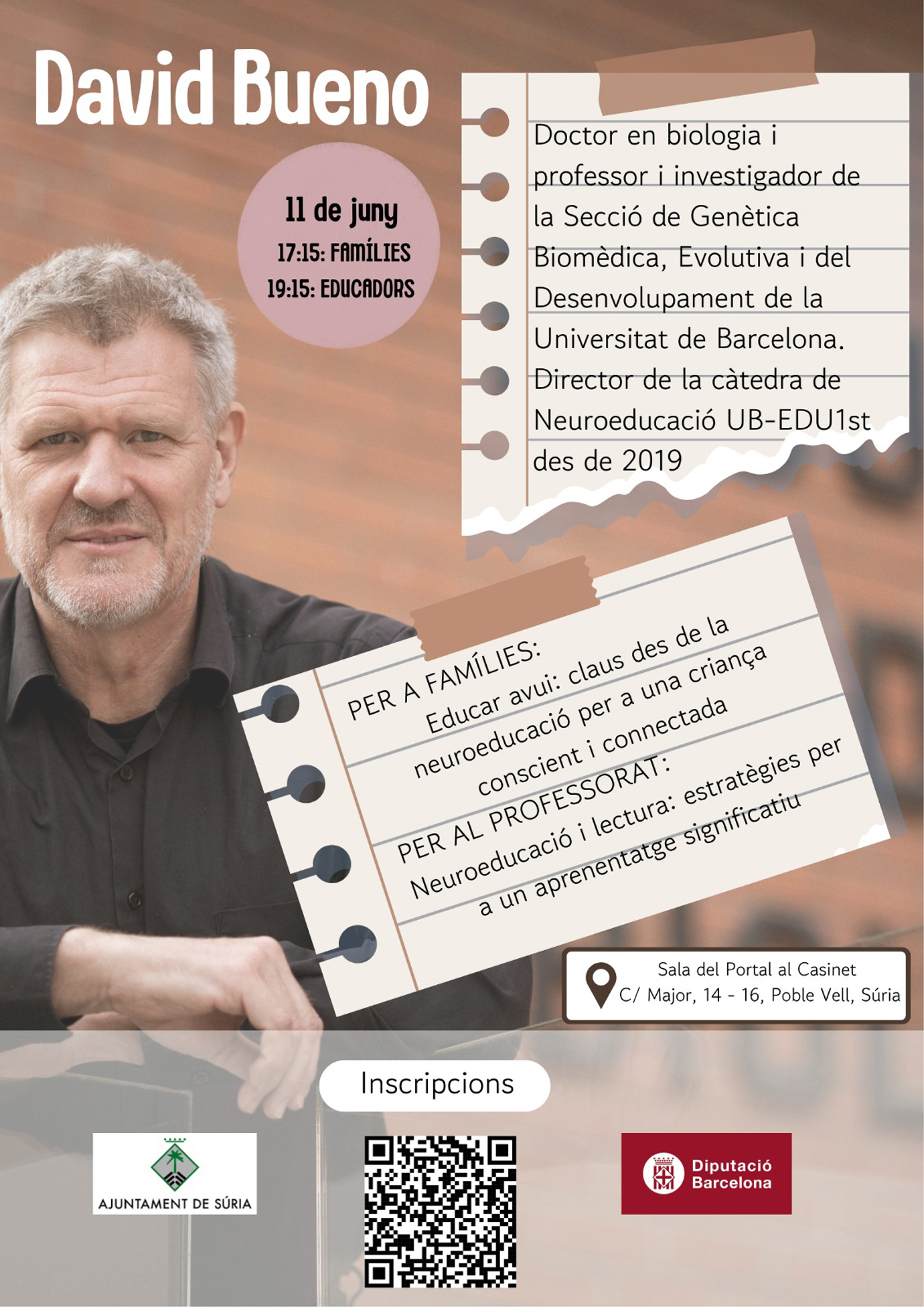 Cicle de xerrades per a famílies i educadors: Trobada amb David Bueno, professor, divulgador científic i investigador