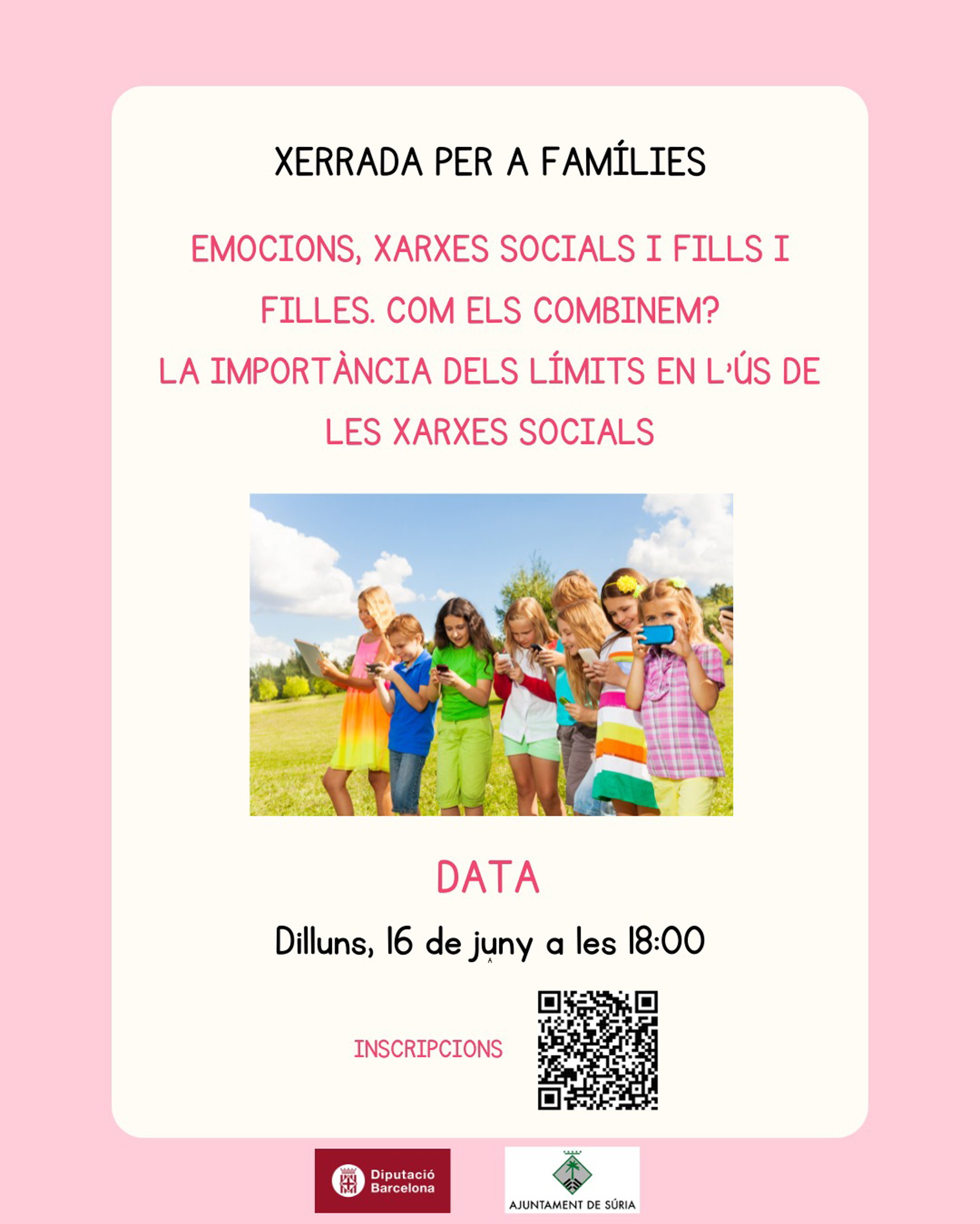 Cicle de xerrades per a famílies i educadors: 'Emocions, xarxes socials i fills i filles. Com els combinem? La importància dels límits en l'ús de les xarxes socials (12-16 anys)'