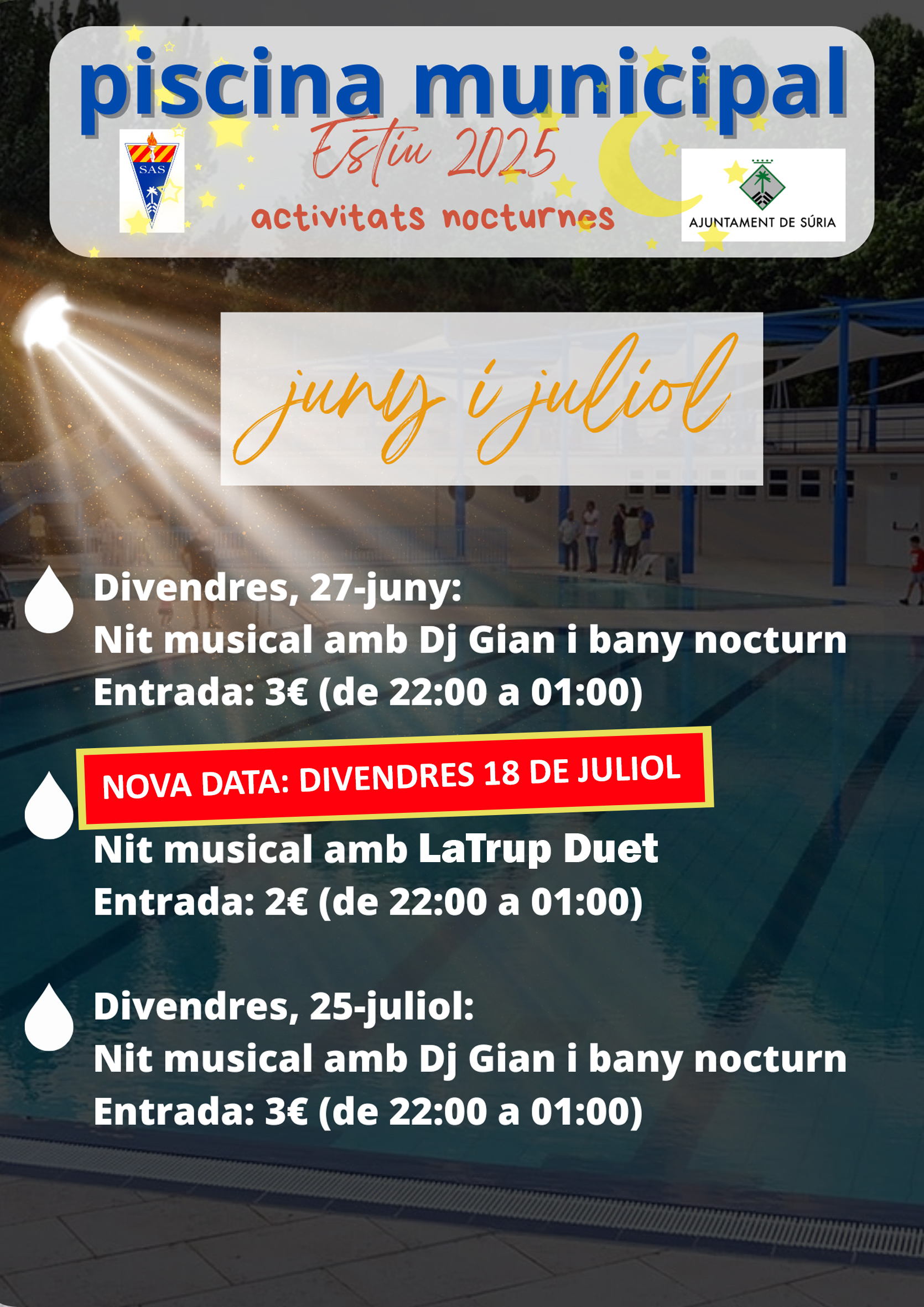 Nit musical amb DJ Gian i bany nocturn a la Piscina Municipal