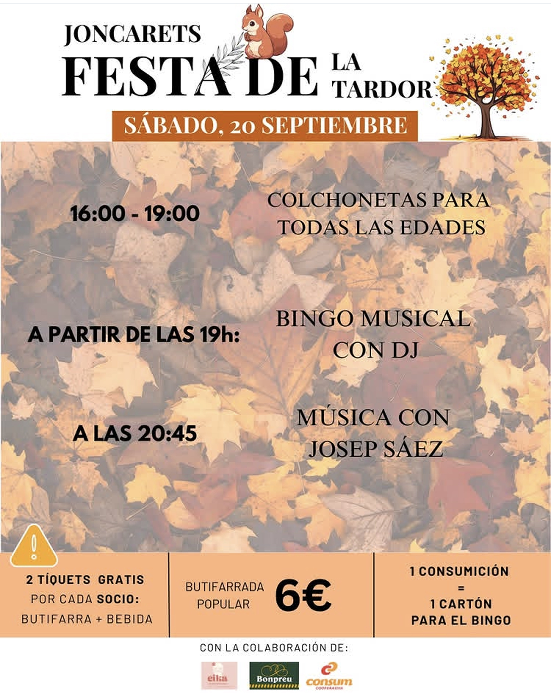 Cartell de la Festa de la Tardor a Joncarets - Dissabte 20 de setembre.