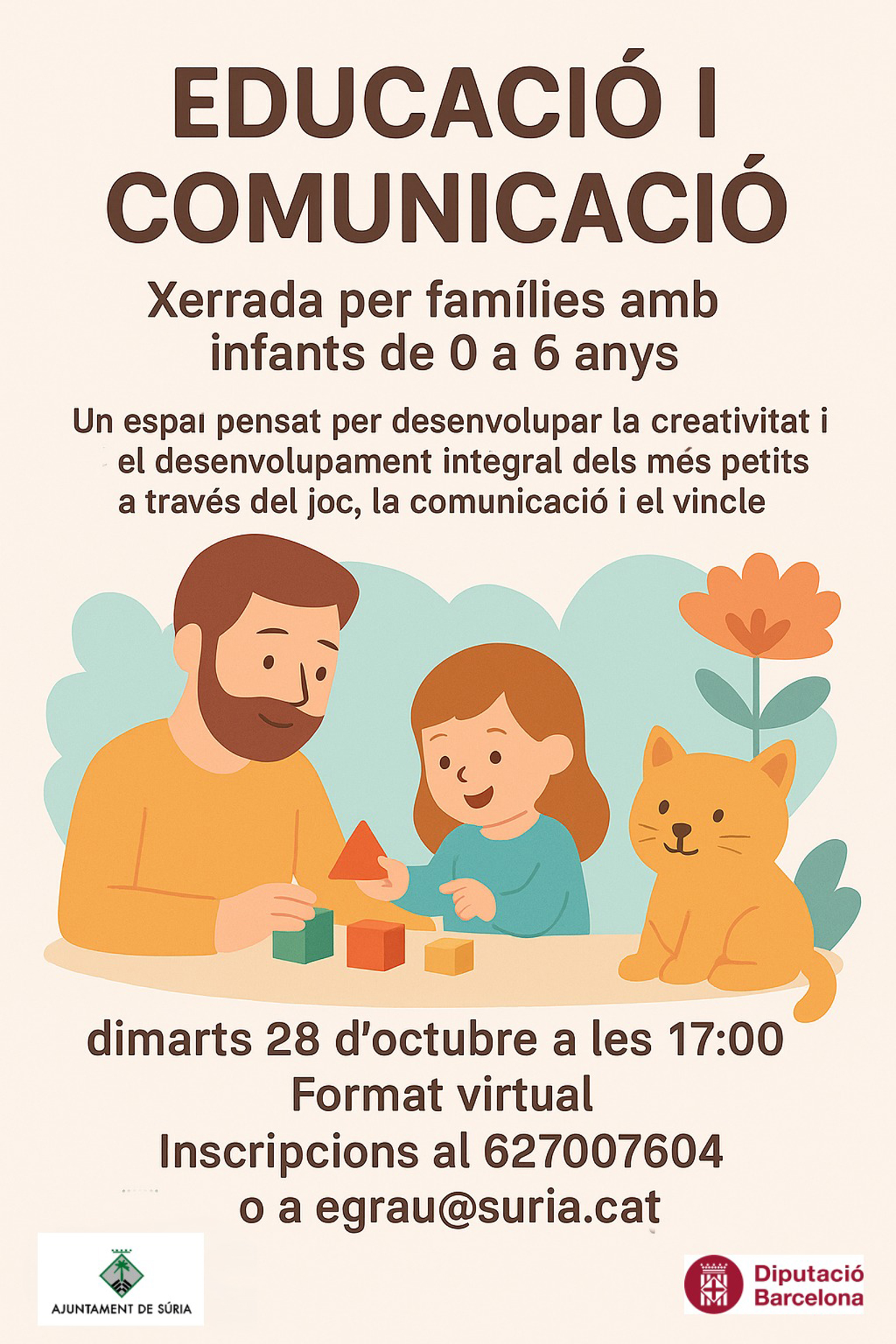Cartell de la xerrada per a famílies 'Educació i comunicació' - Dimarts 28 d'octubre.
