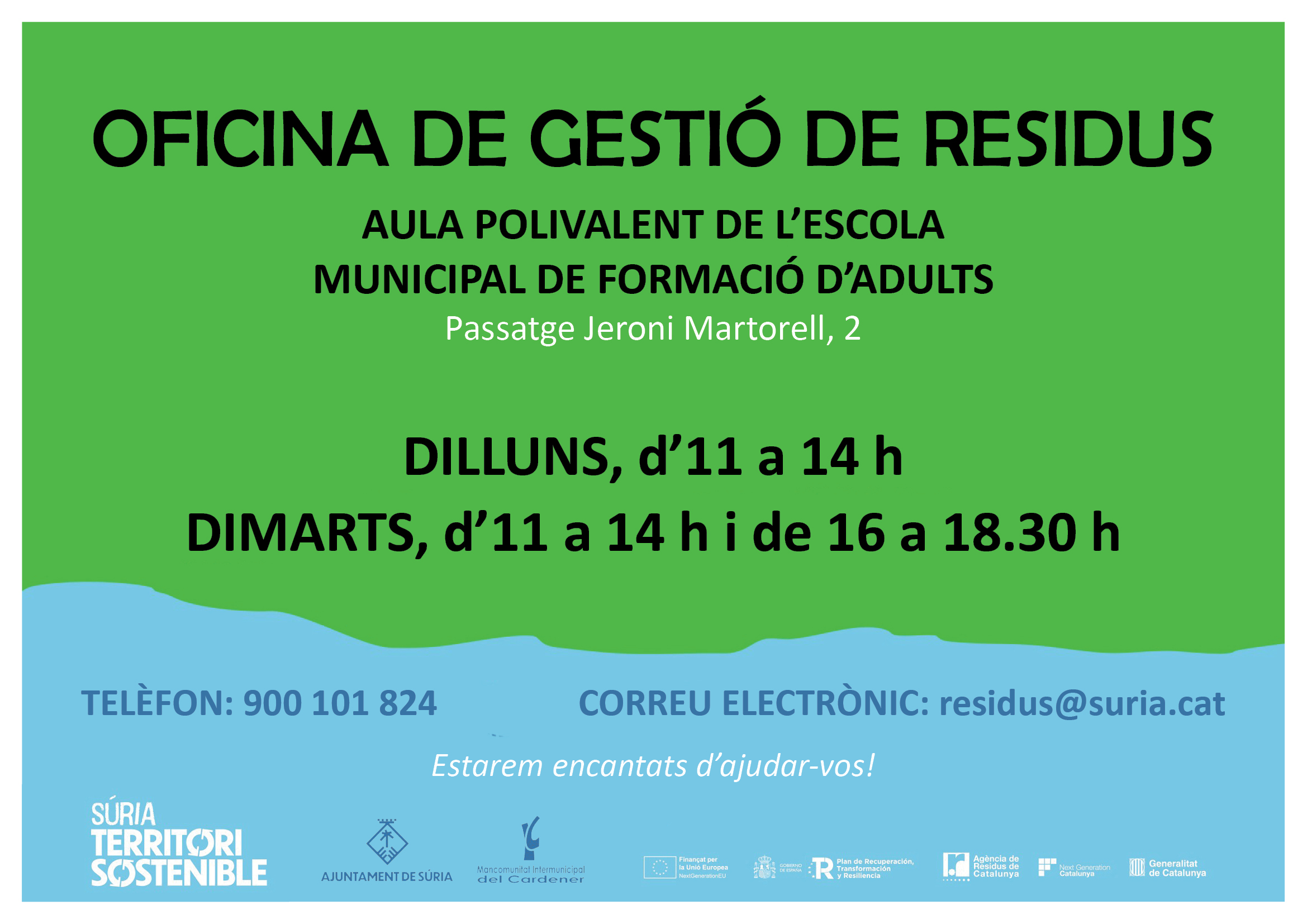 L'Oficina de Gestió de Residus sobre els nous contenidors entrarà en servei dilluns 24 de novembre, i s'amplien els dies del punt de recollida