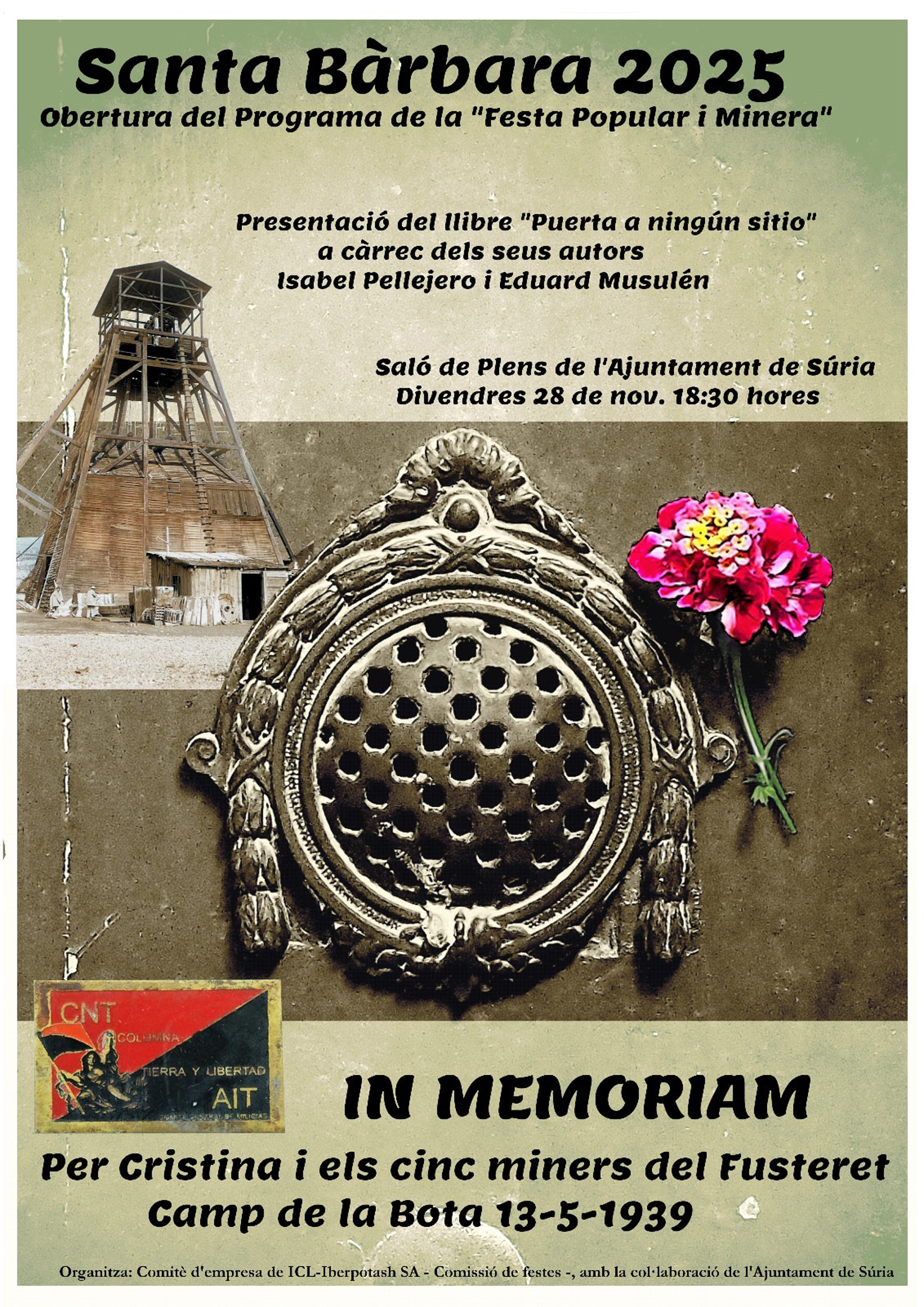 Cartell de l'acte d'obertura de la Festa de Santa Bàrbara - Divendres 28 de novembre.