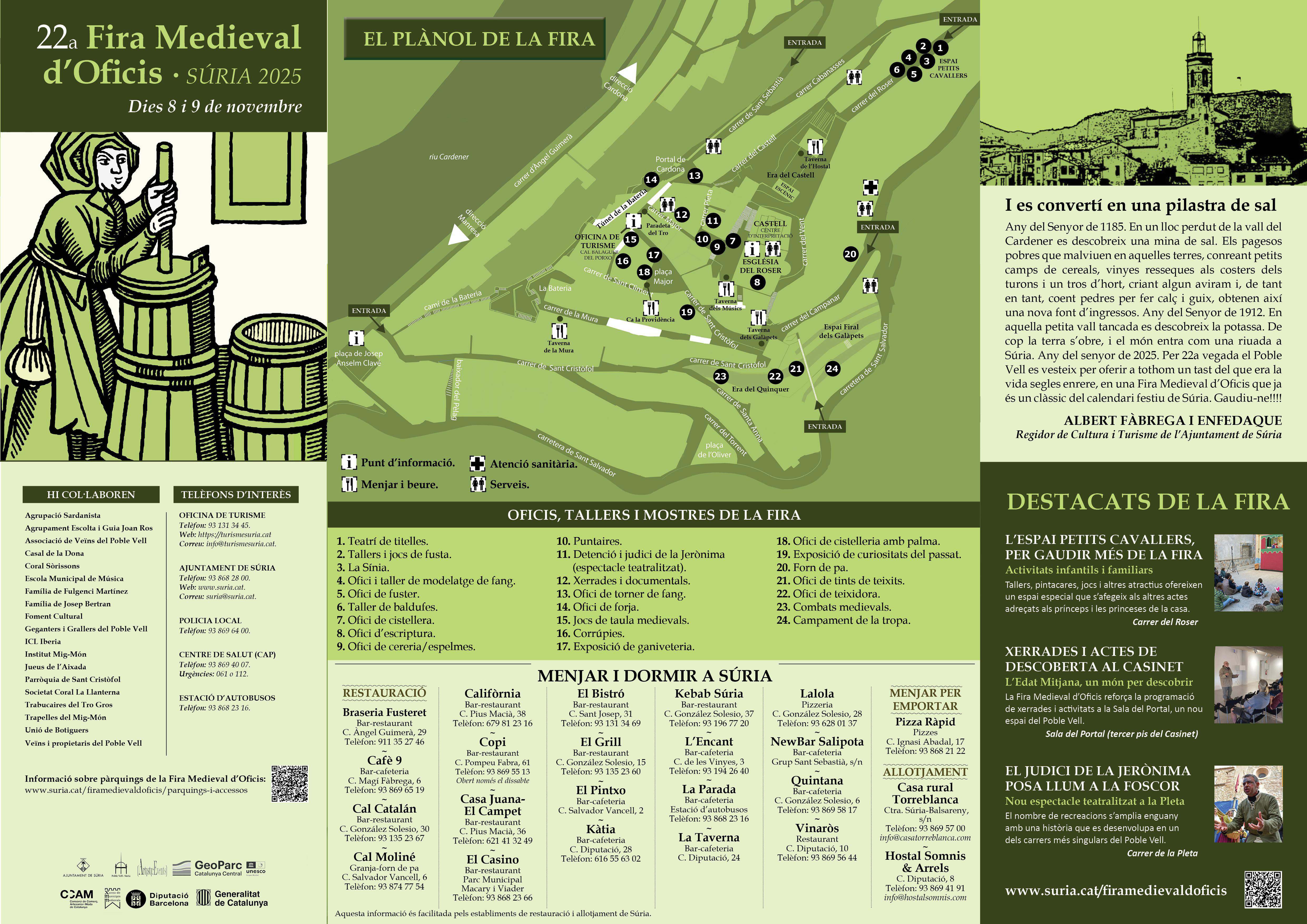 Programa de la 22a Fira Medieval d'Oficis de Súria - Dissabte 8 i diumenge 9 de novembre.
