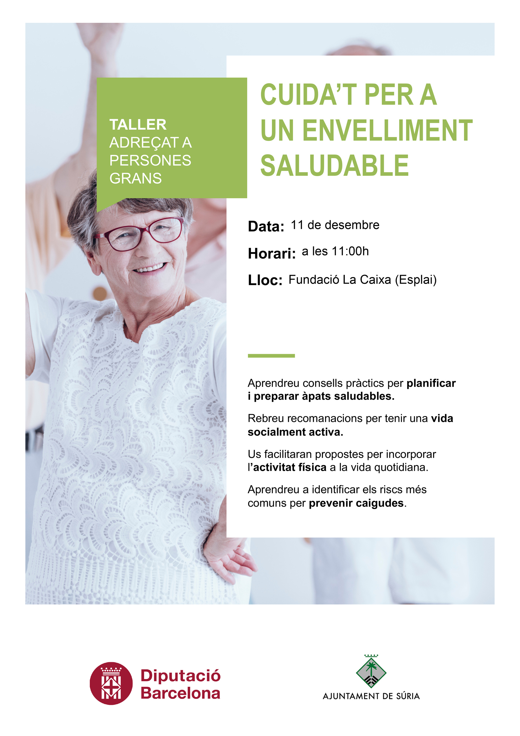 Cartell del taller 'Cuida't per a un envelliment saludable' - Dijous 11 de desembre.