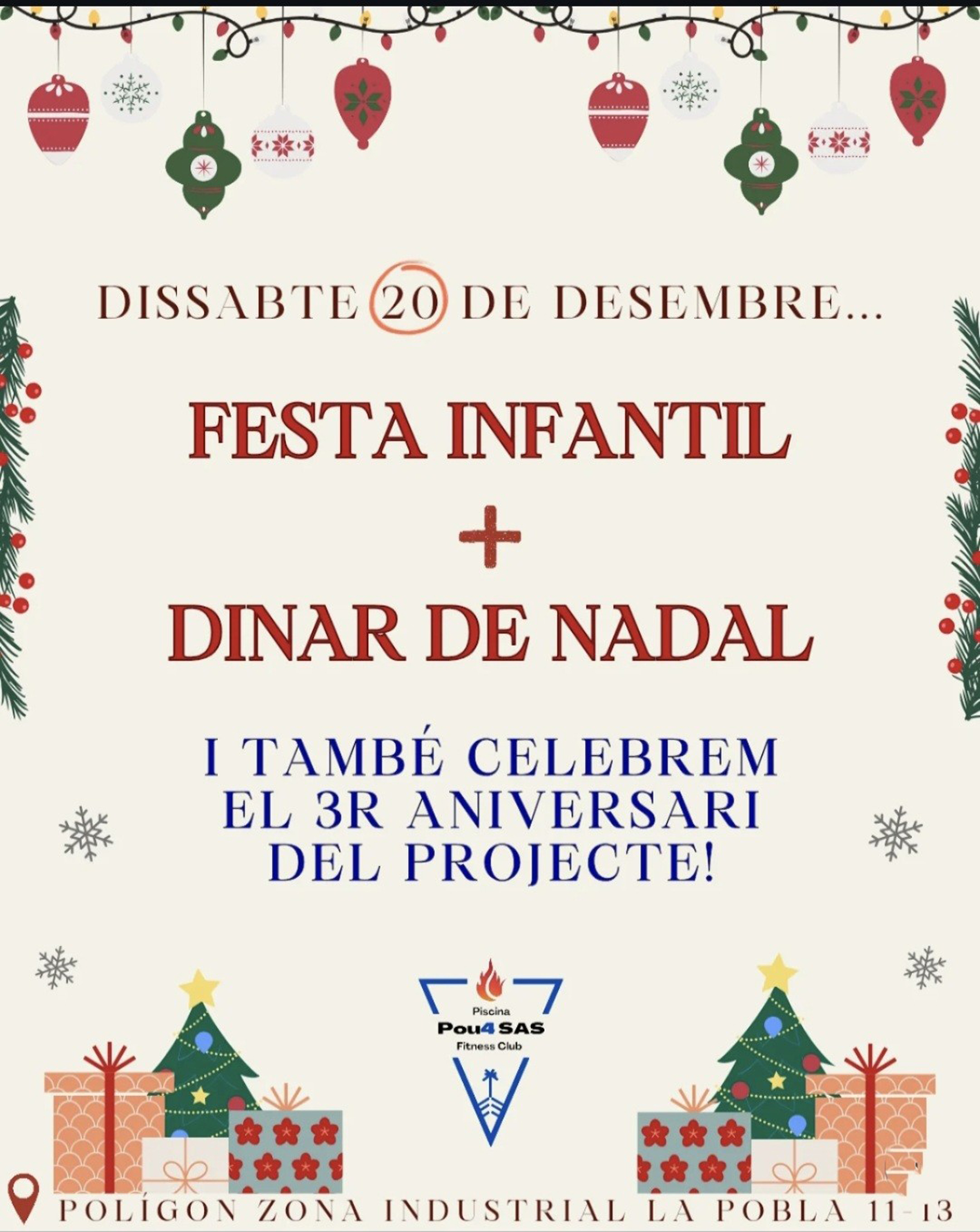Festa infantil i dinar de Nadal al Pou4 SAS