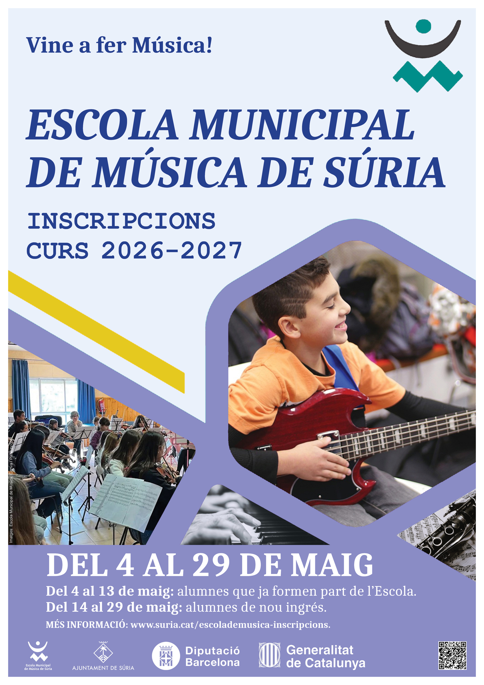 L'Escola Municipal de Música obre aquest dilluns 4 de maig el període d'inscripcions per al curs 2026-27