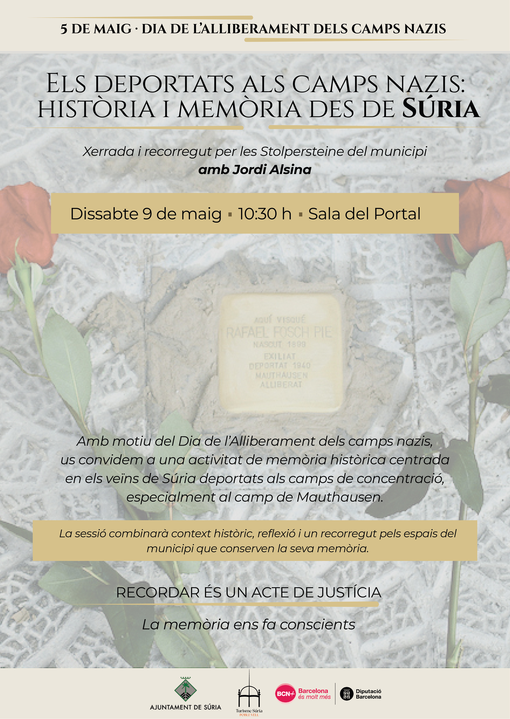 Súria recordarà els deportats del nazisme amb una xerrada i un recorregut per les plaques Stolpersteine del nucli urbà