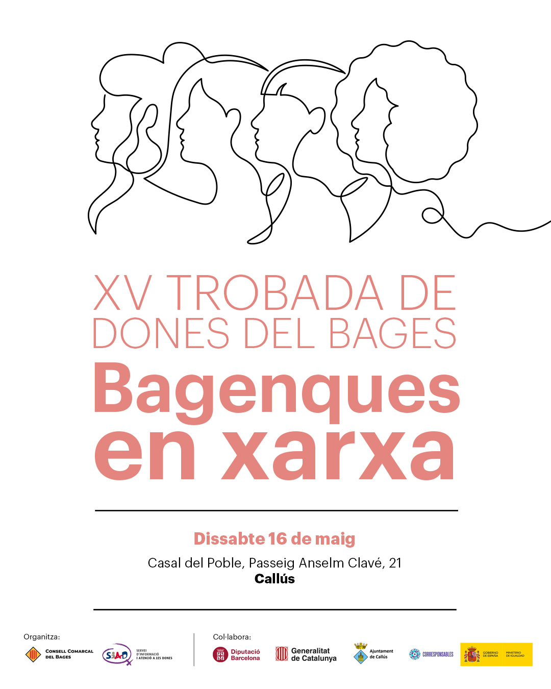 Cartell de la 15a Trobada de Dones del Bages a Call&uacute;s - Dissabte 16 de maig.