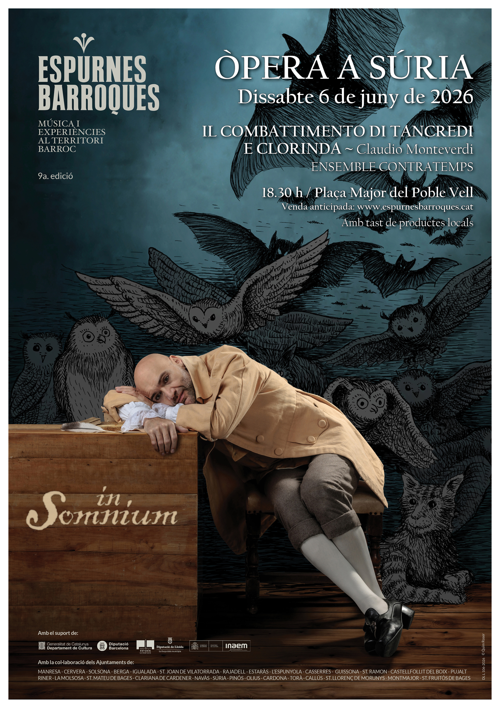 Cartell del 9&egrave; Festival Espurnes Barroques a S&uacute;ria - Dissabte 6 de juny.