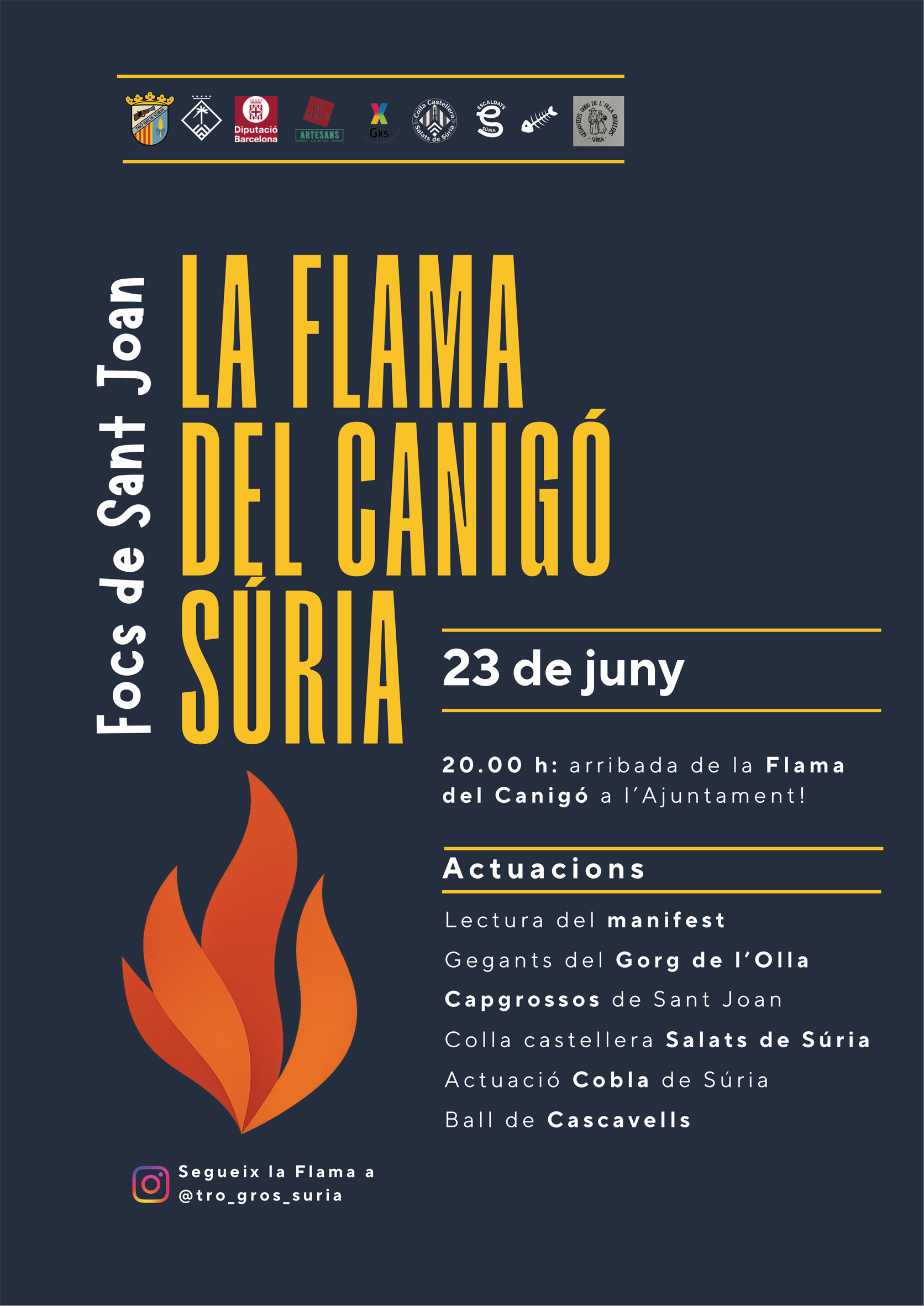 Cartell de la Nit de Sant Joan a S&uacute;ria - Dimarts 23 de juny.