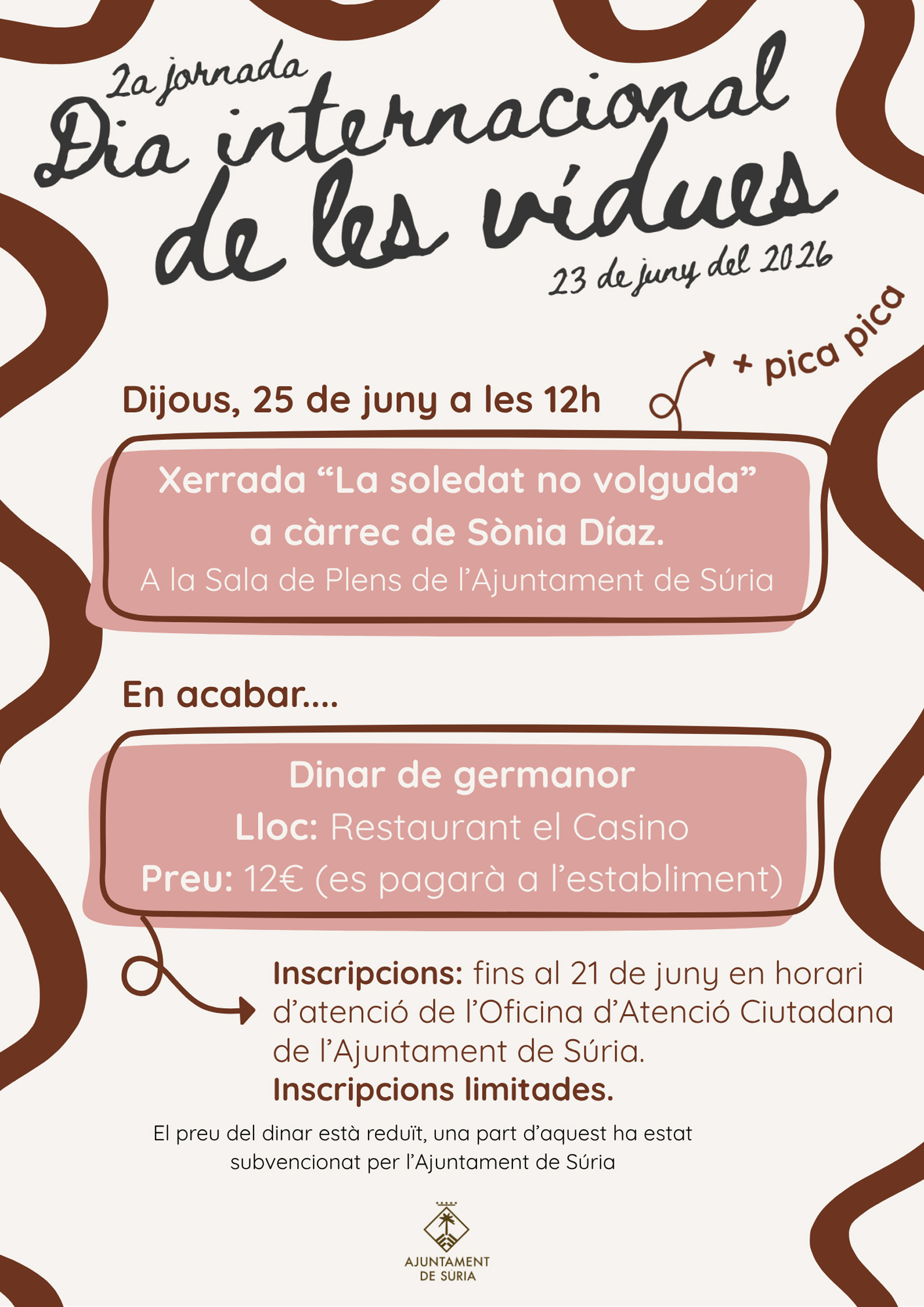 Cartell del 2n Dia Internacional de les V&iacute;dues - Dijous 25 de juny.