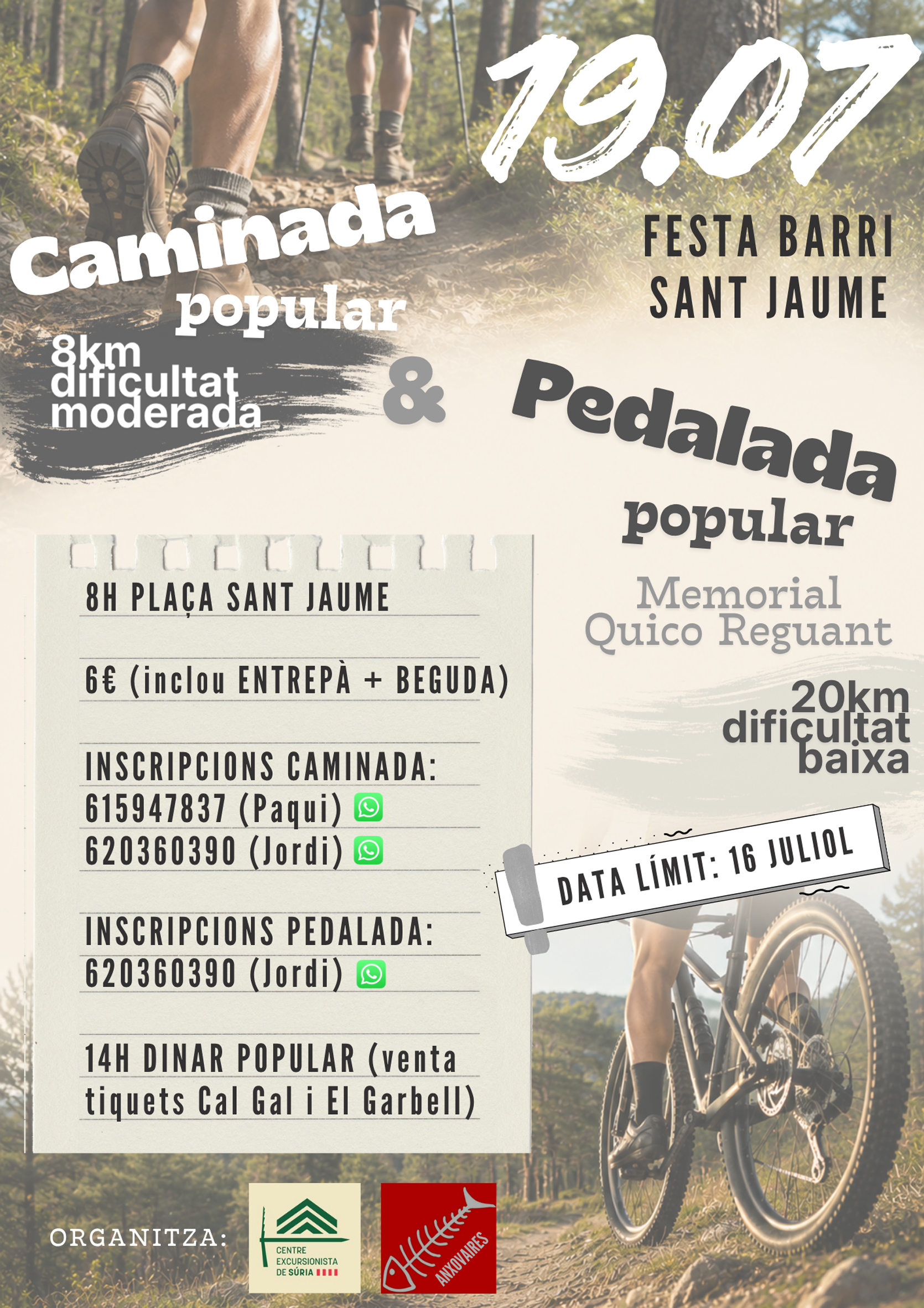 Festa del barri de Sant Jaume: Caminada i Pedalada Popular Memorial Quico Reguant i arrossada