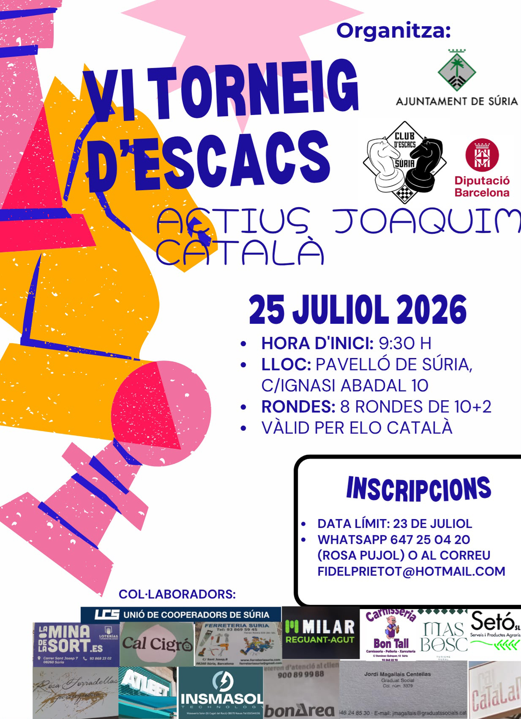 6&egrave; Torneig d'Escacs Actius Joaquim Catal&agrave;