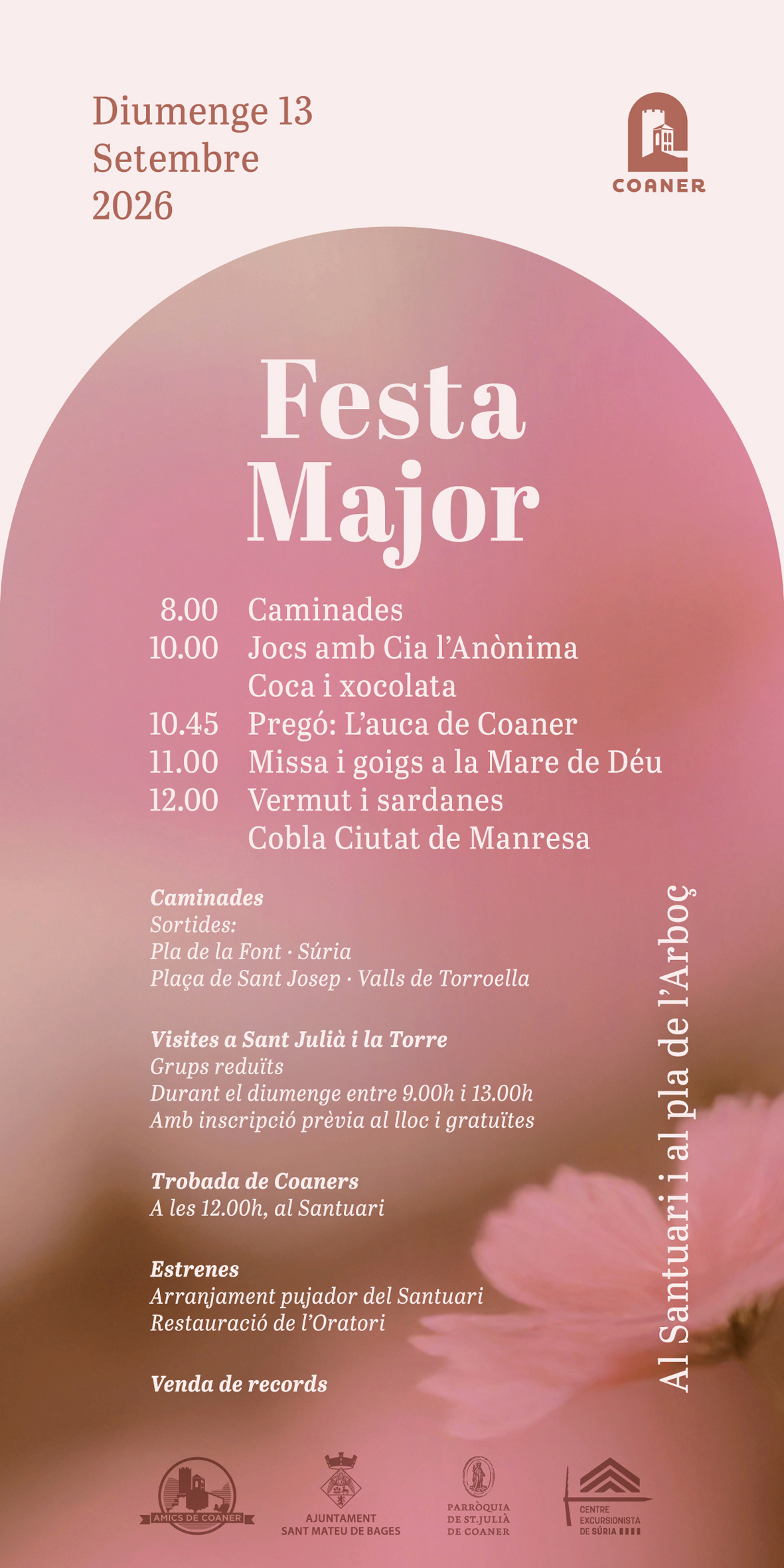 Cartell de la Festa Major de Coaner (Sant Mateu de Bages) - Diumenge 13 de setembre.
