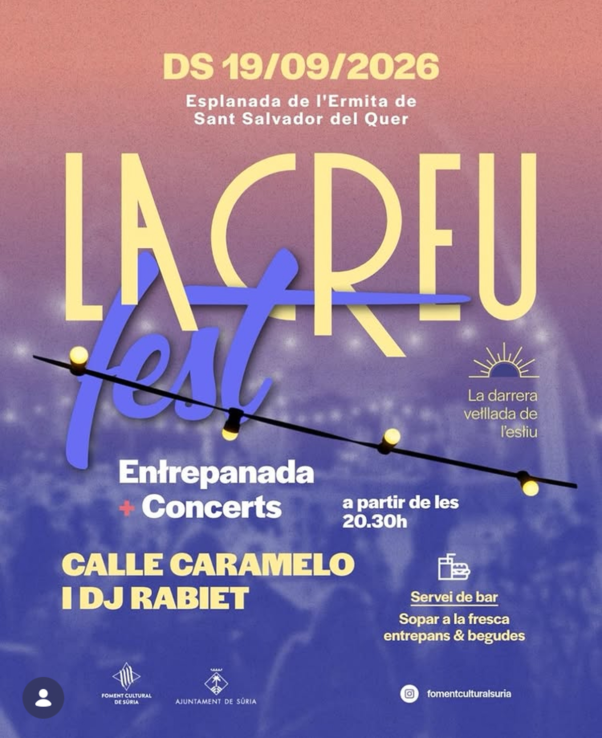 Cartell de La Creu Fest a Sant Salvador - Dissabte 19 de setembre.