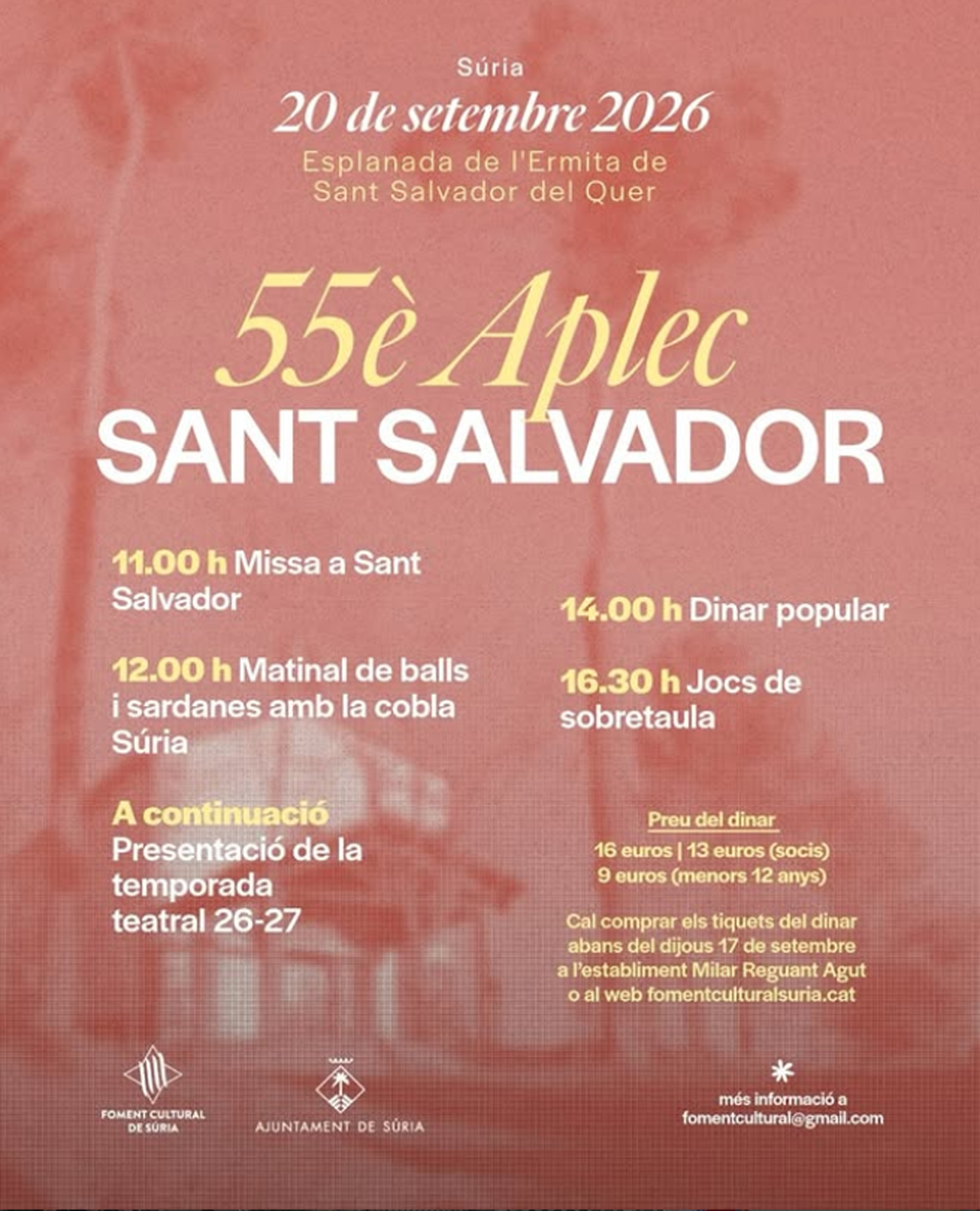 Cartell del 55&egrave; Aplec de Sant Salvador - Diumenge 20 de setembre.