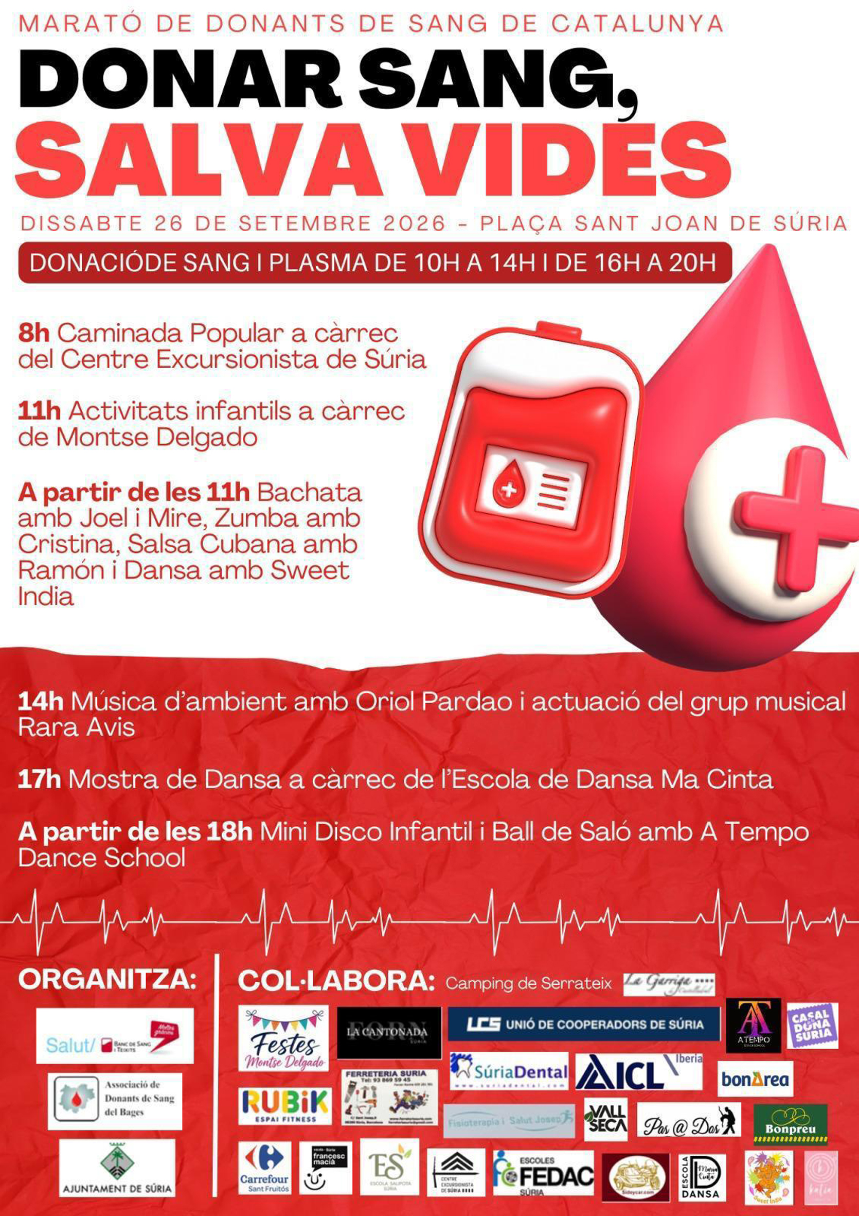 Cartell de la Marat&oacute; de Donants de Sang - Dissabtge 26 de setembre.