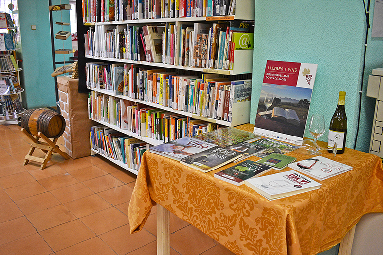 Imatge de l'exposició bibliogràfica i documental 'La vinya i el vi' a la Biblioteca Pública, dins de les activitats del programa 'Lletres i Vins 2020'.