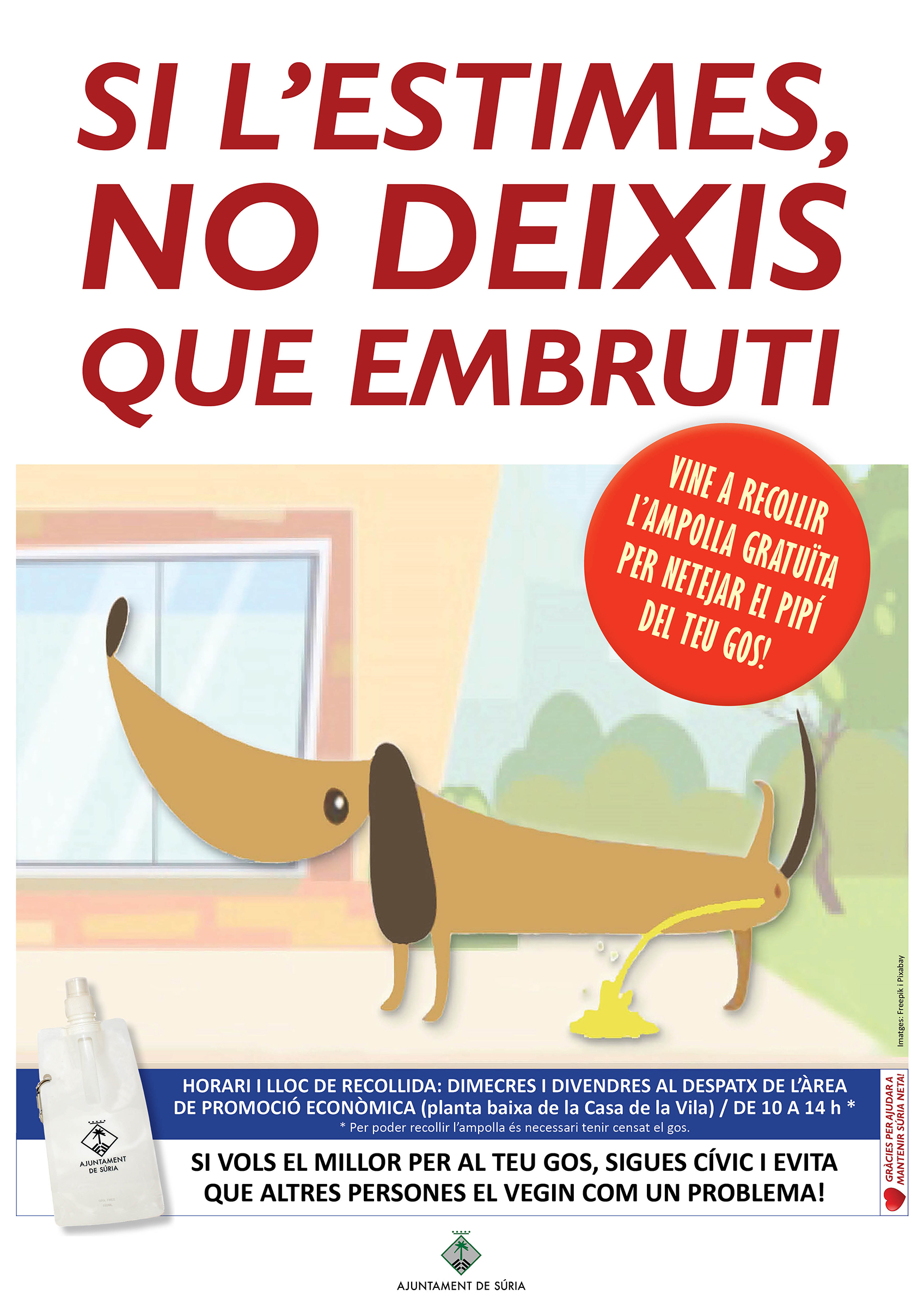 Cartell de la campanya per netejar l'orina dels gossos.