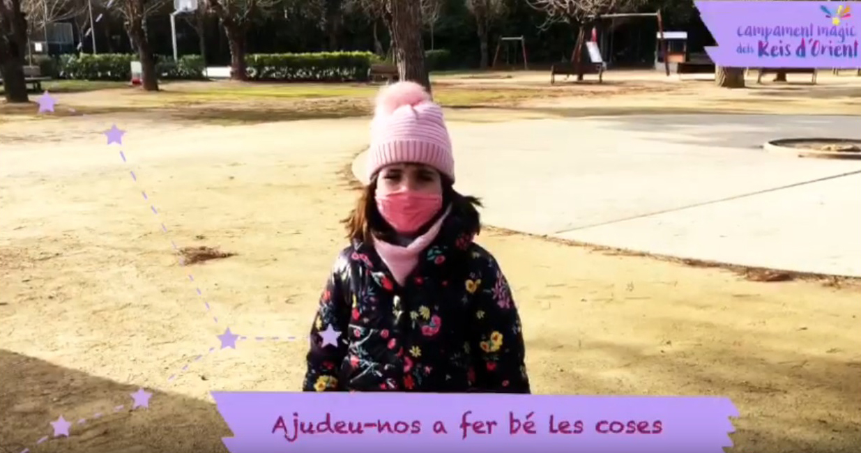 Imatge del vídeo dels infants de Súria sobre les mesures anti-covid per visitar el Campament Màgic dels Reis d'Orient.