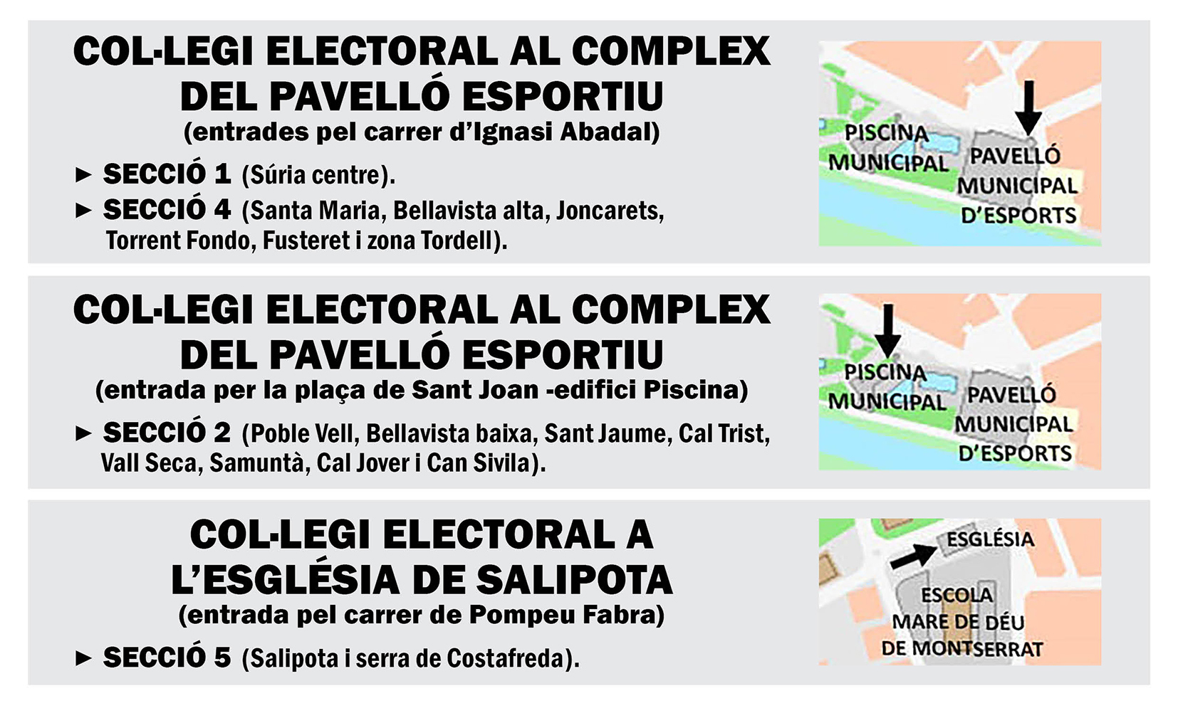Canvis d'emplaçament dels col·legis electorals per a les eleccions al Parlament de Catalunya - Diumenge 14 de febrer.