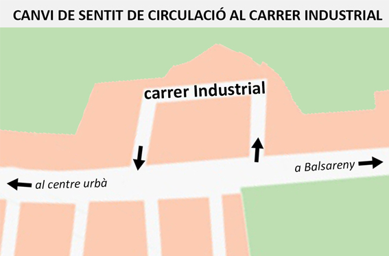 Canvi de sentit de circulació al carrer Industrial a partir del dimarts 30 de març.
