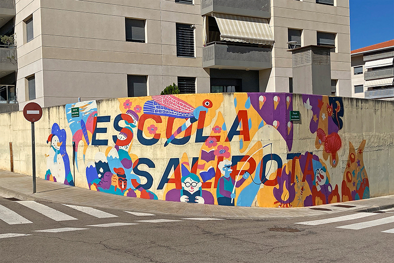 Nou mural identificador de l'Escola Salipota, realitzat per joves artistes de Súria.