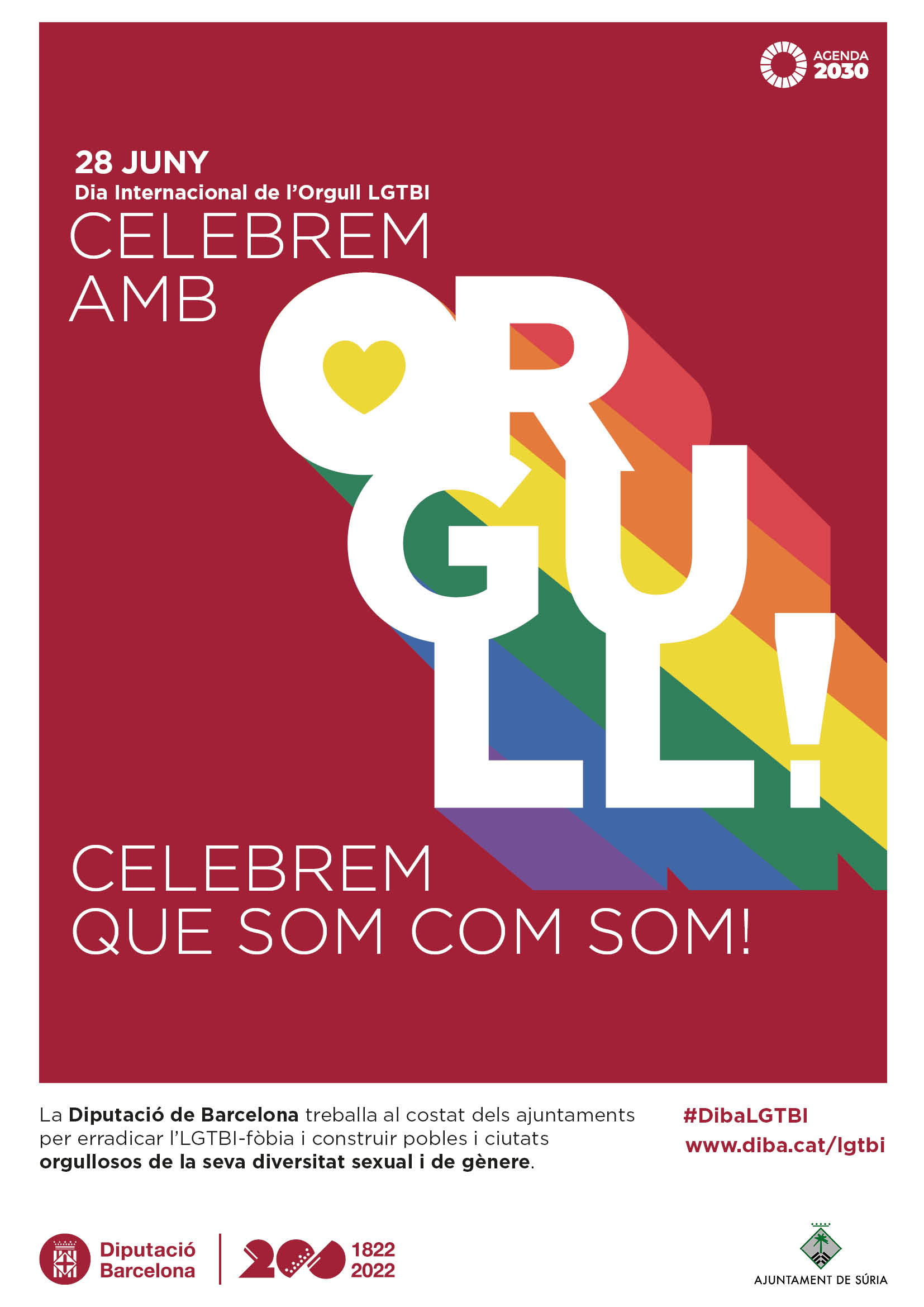 Cartell del Dia Internacional de l'Orgull LGTBIQ+ - Dimarts 28 de juny.