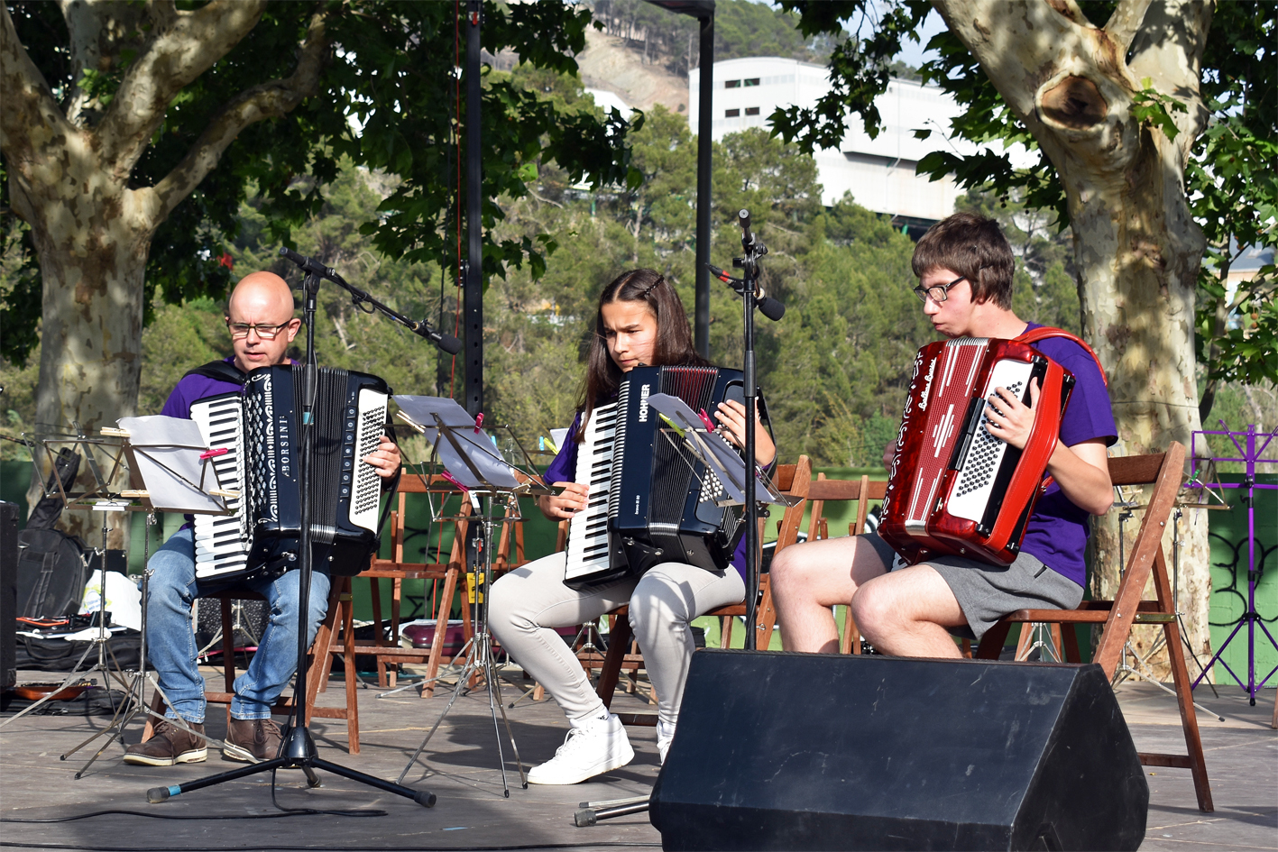Actuació del grup d'acordions en el concert de final de curs de l'Escola Municipal de Música.