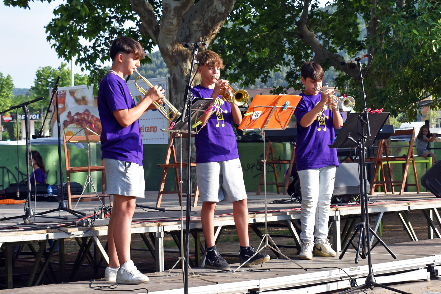 Actuació del grup de trompetes en el concert de final de curs de l'Escola Municipal de Música.