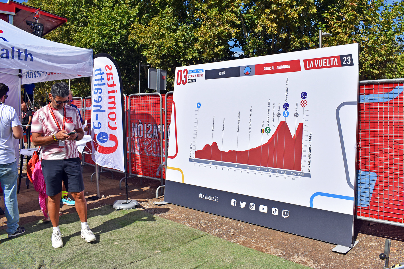 Perfil de l'etapa Súria-Arinsal, a l'espai de trobada de La Vuelta 2023, al Rieral del Tordell.