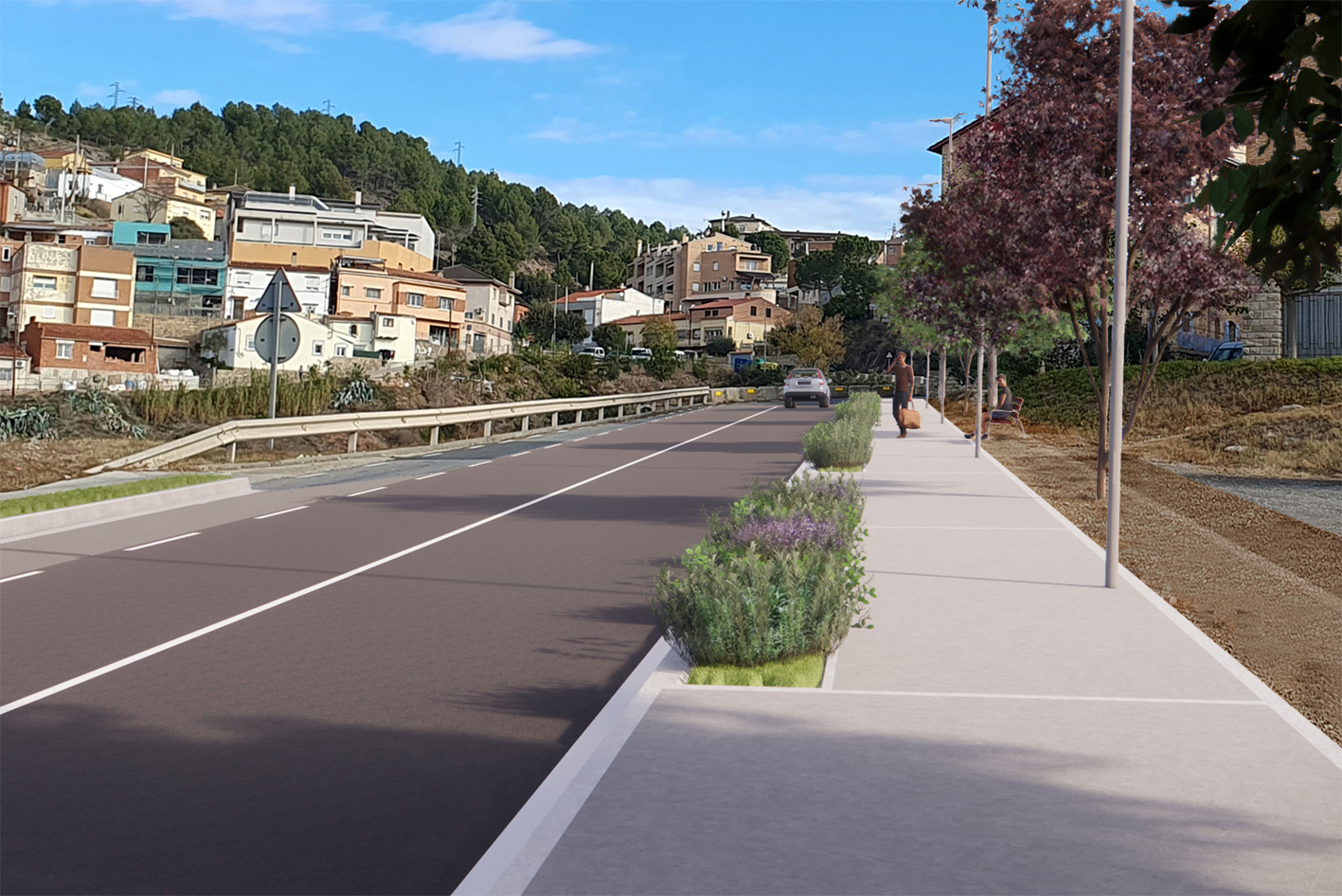 Imatge del projecte de la nova vorera del carrer Tarragona cap als barris de Santa Maria i Bellavista.